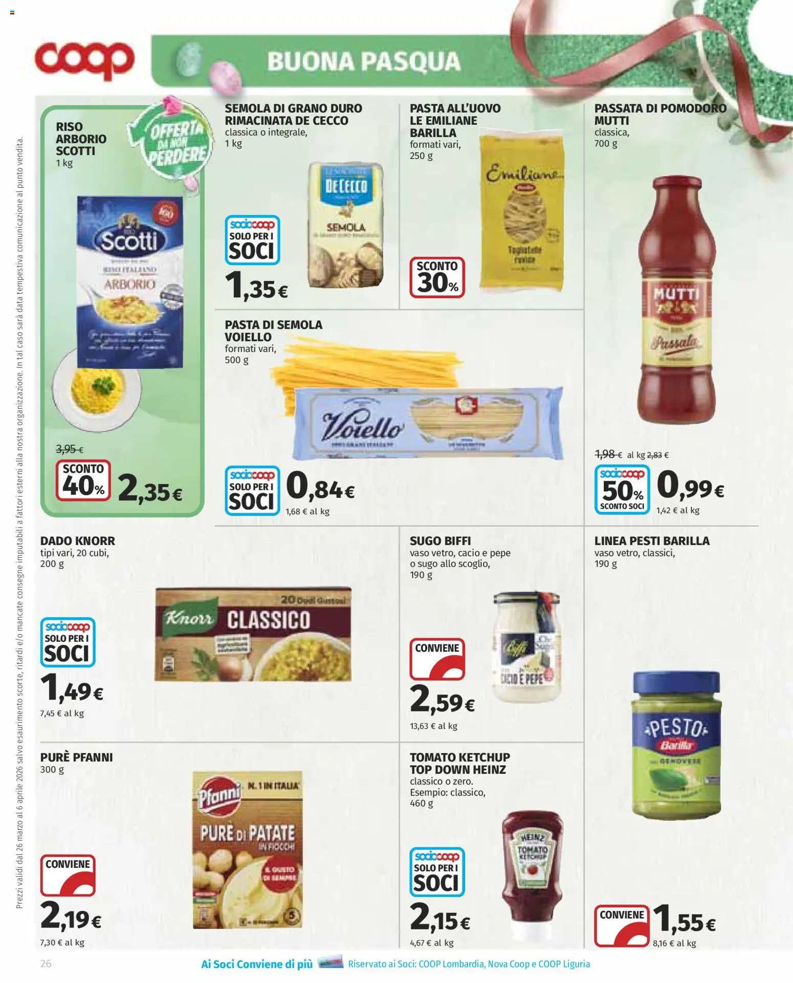 Volantino COOP del 26.03.2026 | Pagina: 26 | Prodotti: Riso, Ketchup, Passata di pomodoro, Sugo