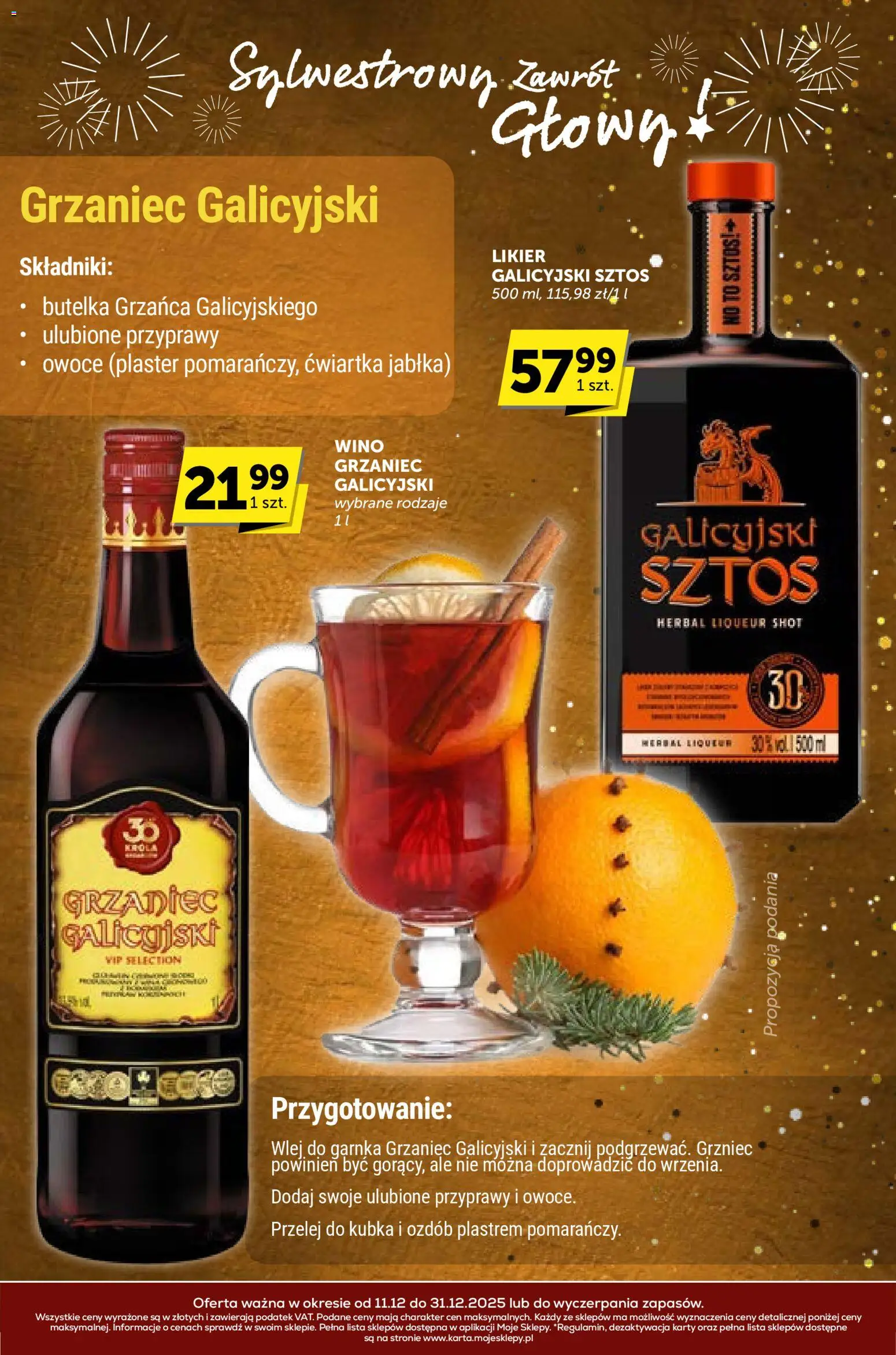 Groszek Gazetka - Sylwestrowy Zawrót Głowy od 11.12.2025 | Strona: 19 | Produkty: Grzaniec galicyjski, Jabłka, Przyprawy, Owoce