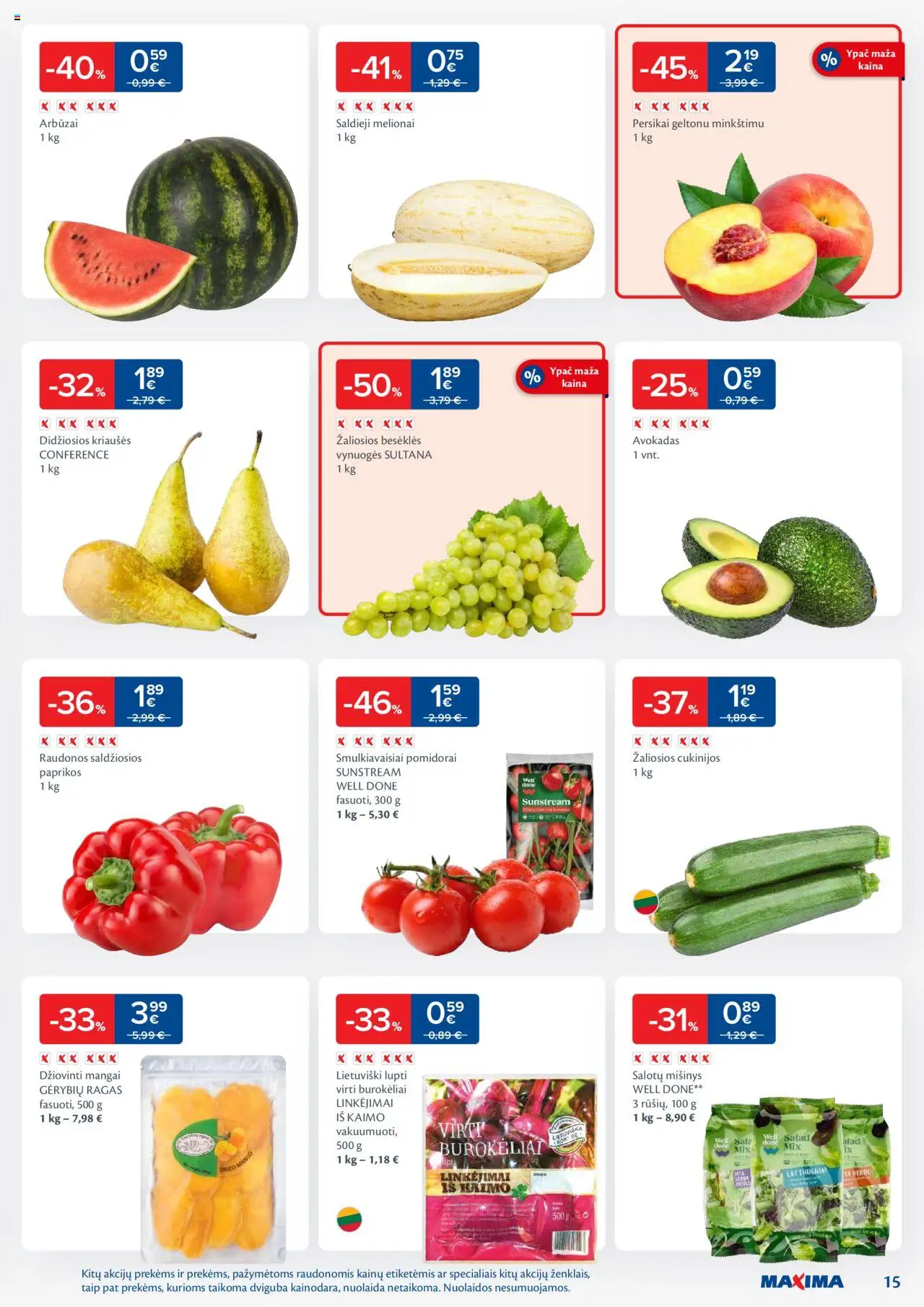 MAXIMA akcijos nuo 09.09.2025 | Puslapis: 15 | Prekių: Vynuogės, Pomidorai
