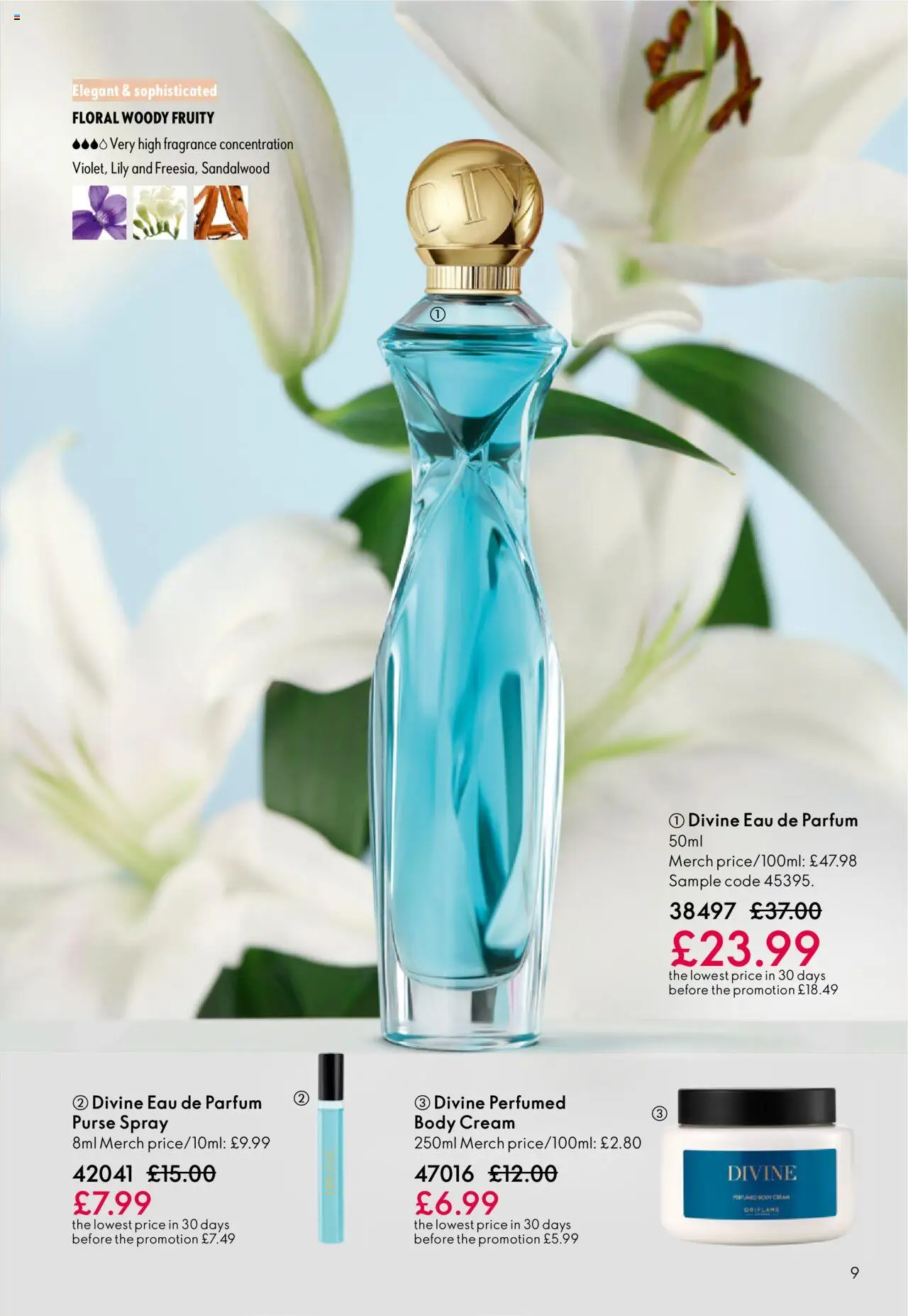 {H1} | Page: 9 | Products: Fragrance, Body cream, Cream