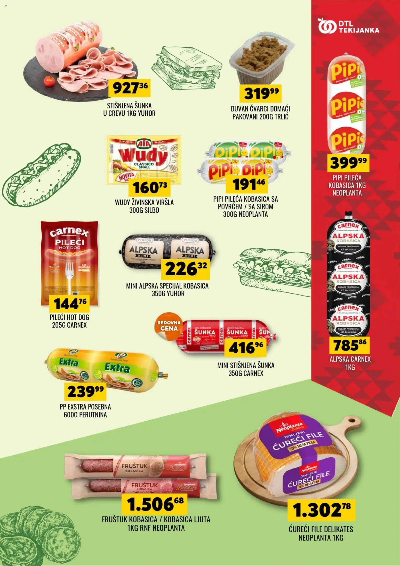 Tekijanka katalog - važi od 28.01.2026 | Strana: 9 | Proizvode: Čvarci, Ćureći file, Šunka, Kobasica