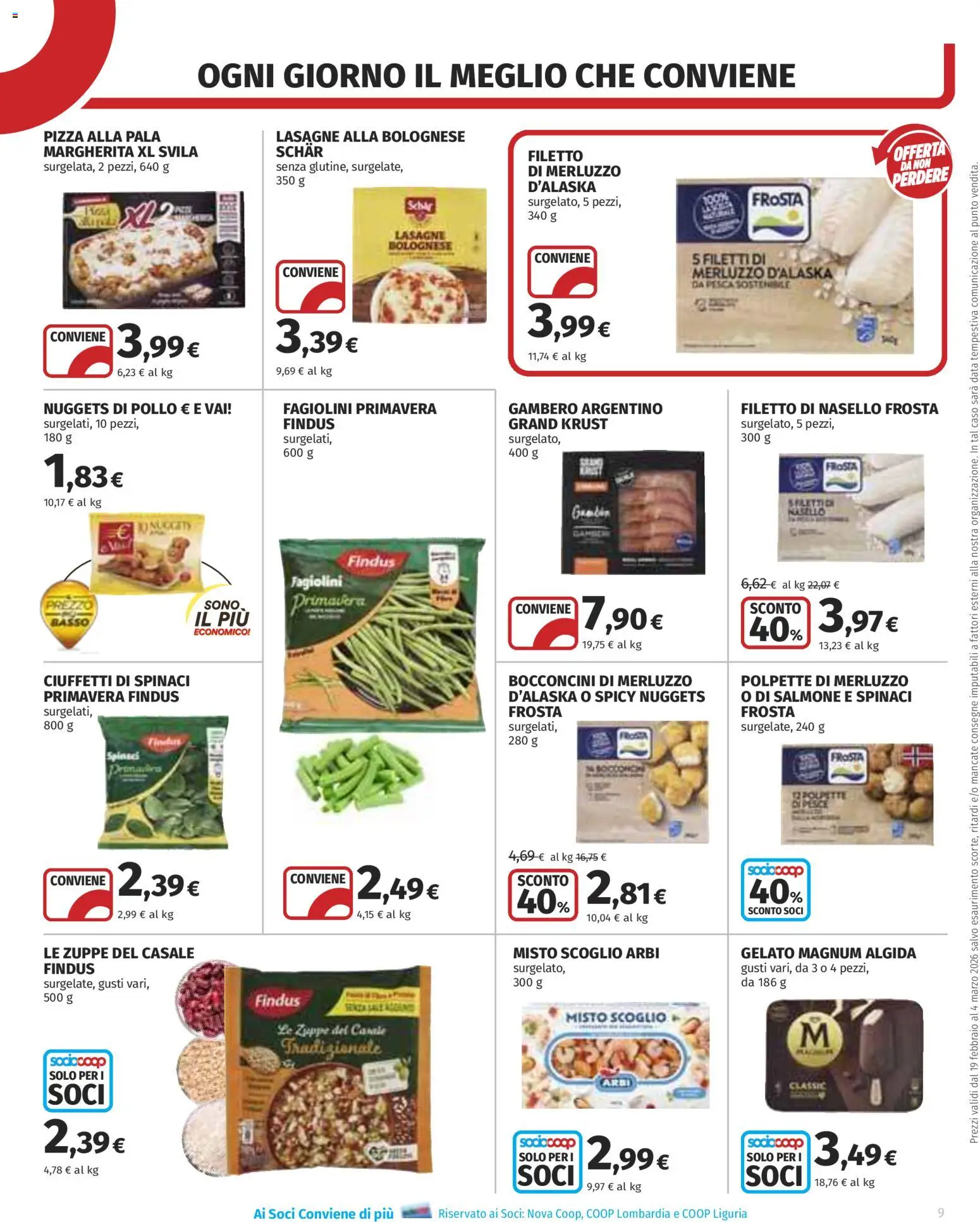 Volantino COOP del 19.02.2026 | Pagina: 9 | Prodotti: Spinaci, Fagiolini, Nasello, Polpette