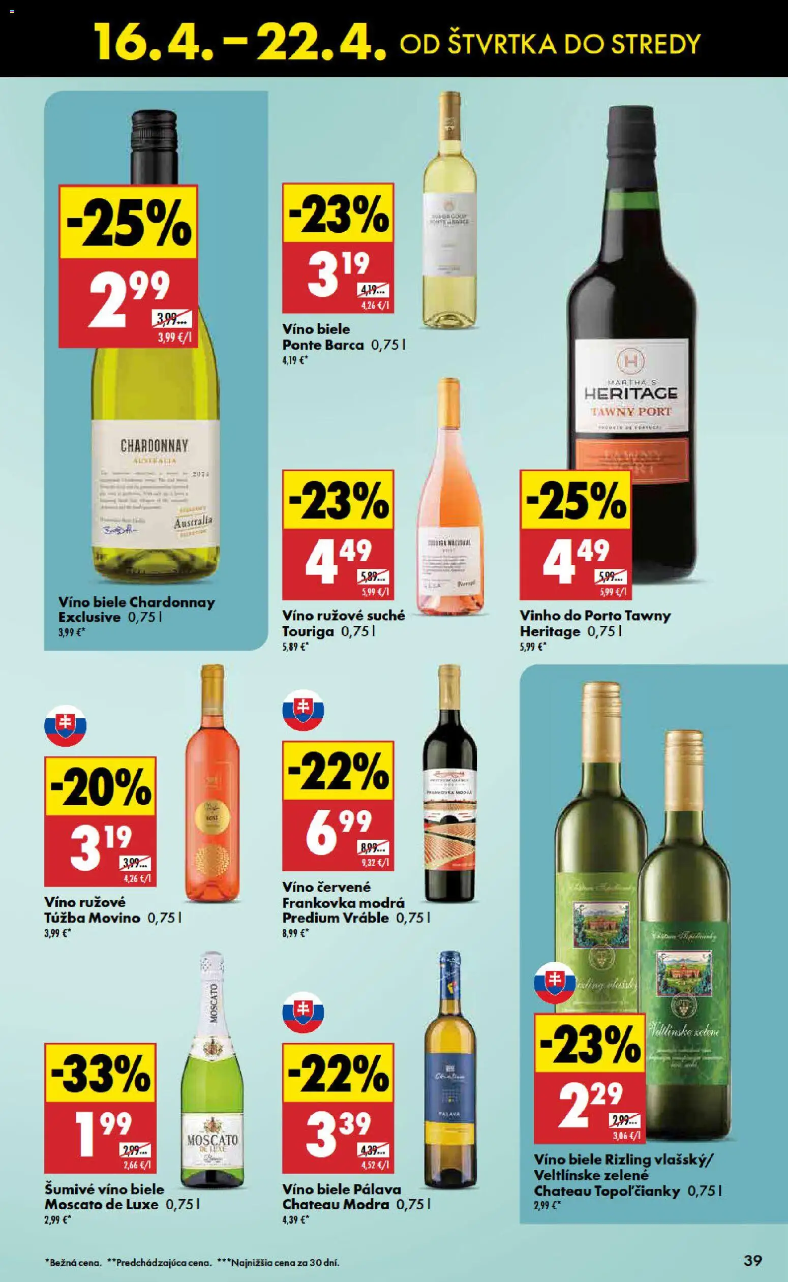 Nové Biedronka akcie – leták je platný od 16.04.2026 | Strana: 39 | Produkty: Víno, Rúžové víno, Šumivé víno