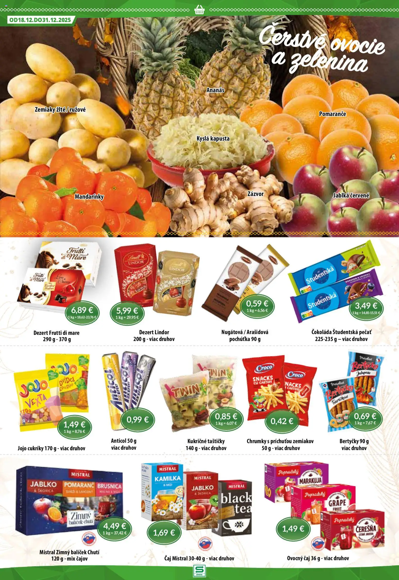 Nové Sintra akcie – leták je platný od 18.12.2025 | Strana: 6 | Produkty: Kapusta, Zázvor, Čaj, Ananás