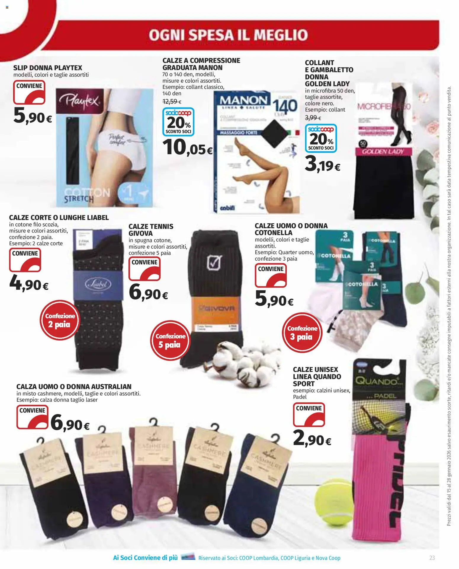 Volantino Ipercoop del 15.01.2026 | Pagina: 23 | Prodotti: Calzini, Slip, Collant, Data