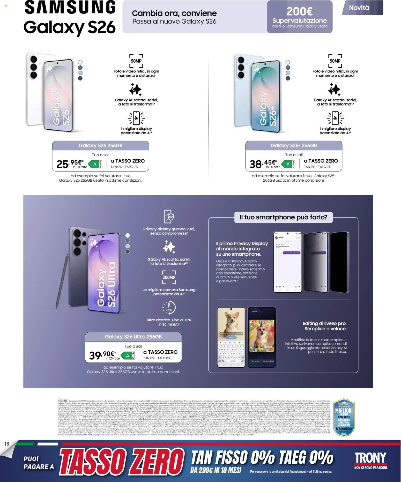 Volantino Trony volantino Sardegna del 19.03.2026 | Pagina: 17 | Prodotti: Smartphone, Video, Fotocamera, Batteria