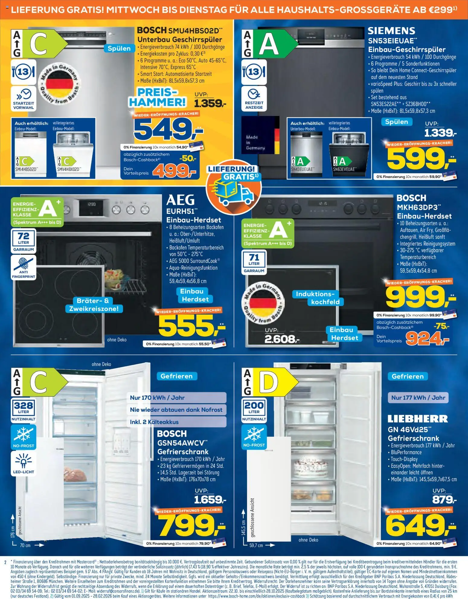 Euronics Prospekt 	 – gültig ab 22.10.2025 | Seite: 2 | Produkte: Siemens, AEG, Geschirrspüler, Backofen
