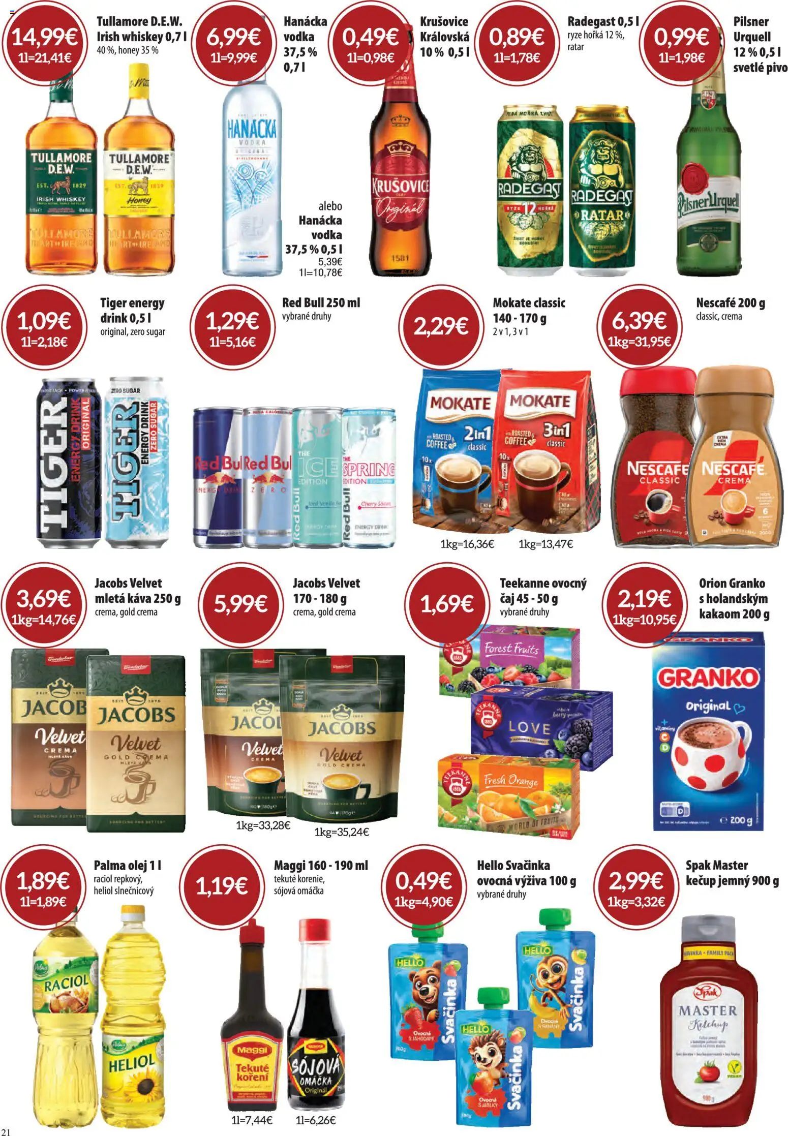 Nové CBA Komfos akcie – leták je platný od 05.03.2026 | Strana: 21 | Produkty: Káva, Red Bull, Kečup, Omáčka