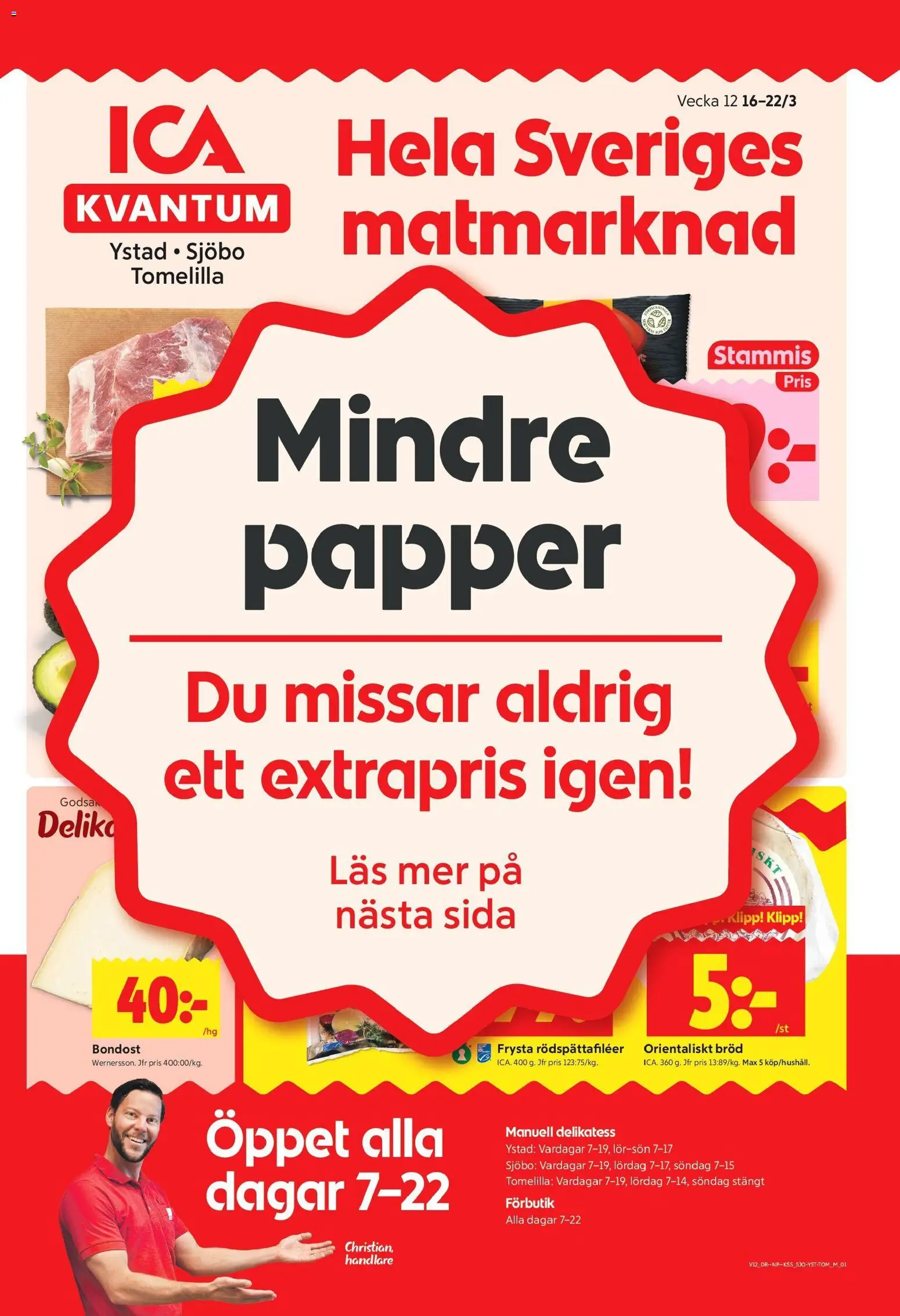 ICA Kvantum reklamblad aktuell från 16.03.2026 | Sida: 1 | Produkter: Bröd, Papper