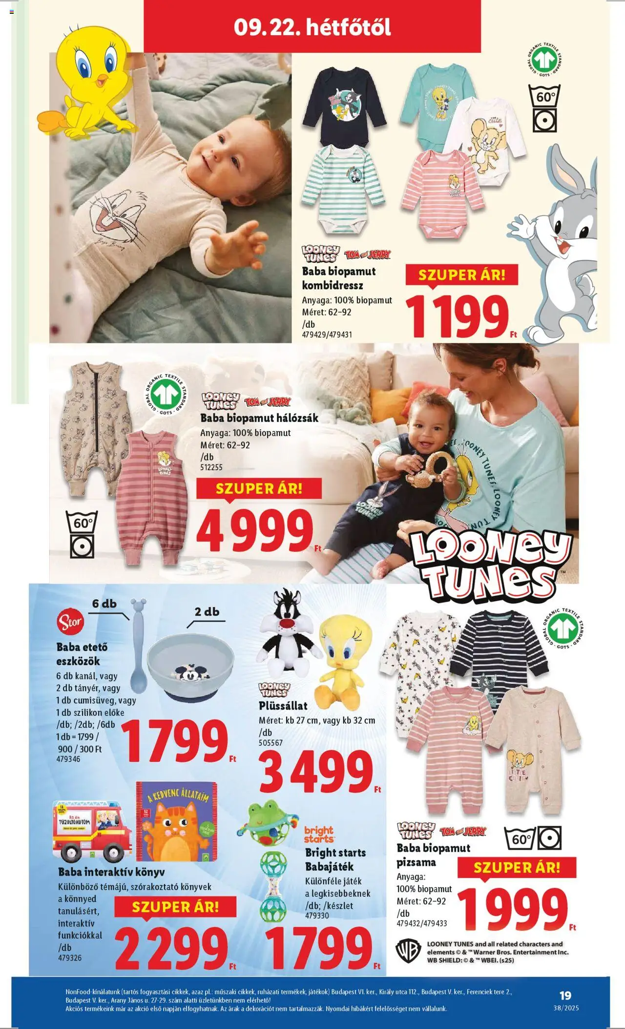 Lidl akciós ujság - amely érvényes a következő dátumtól: 18.09.2025 | Oldal: 19 | Termékek: Könyvek, Játékok, Hálózsák, Pizsama
