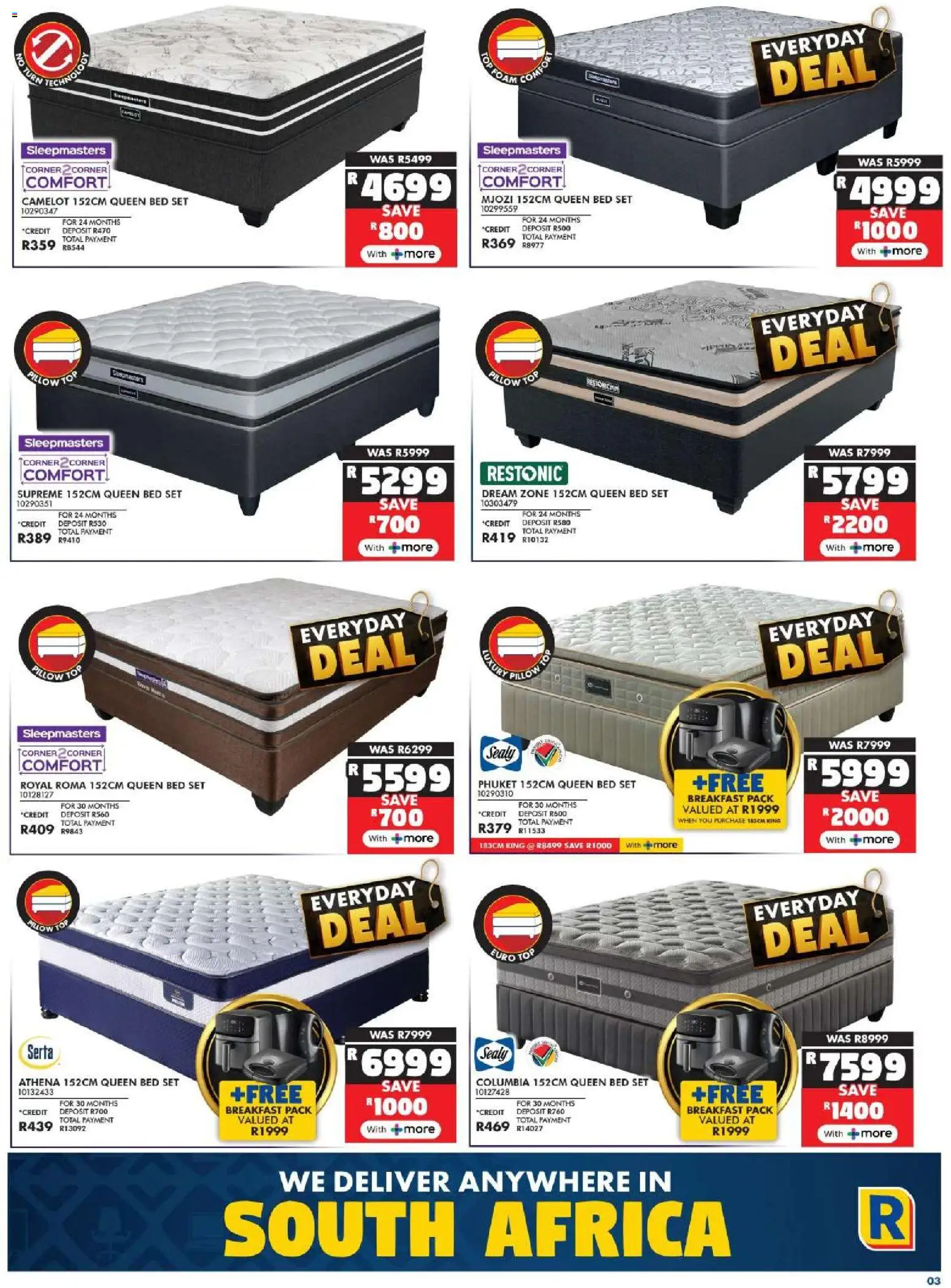 New Russells catalogue – valid from 10.11.2025 | Page: 3 | Products: Queen bed, Bed, Pillow
