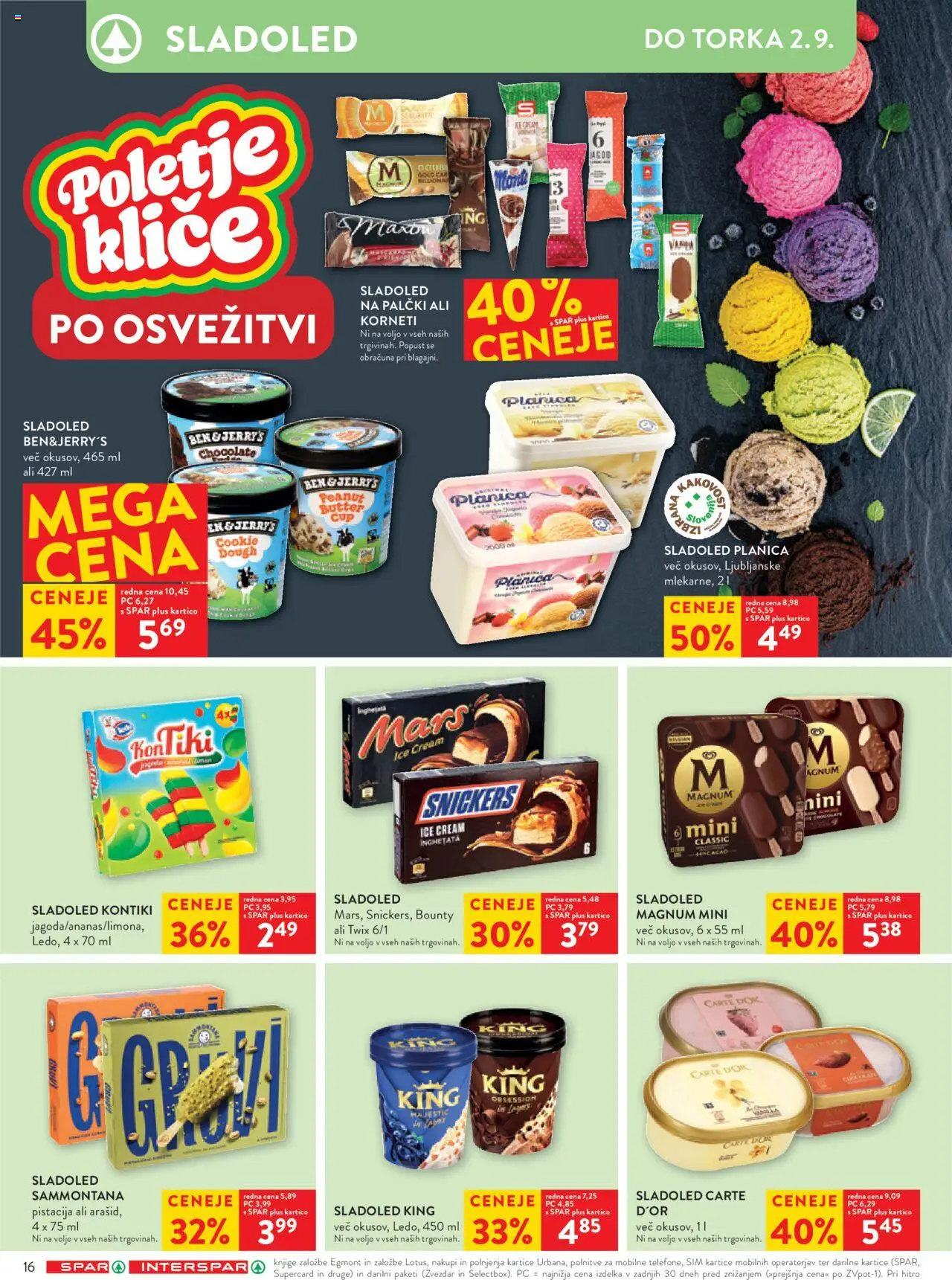 Spar katalog 35/25 │ velja od 27.08.2025 | Stran: 20 | Izdelki: Sladoled