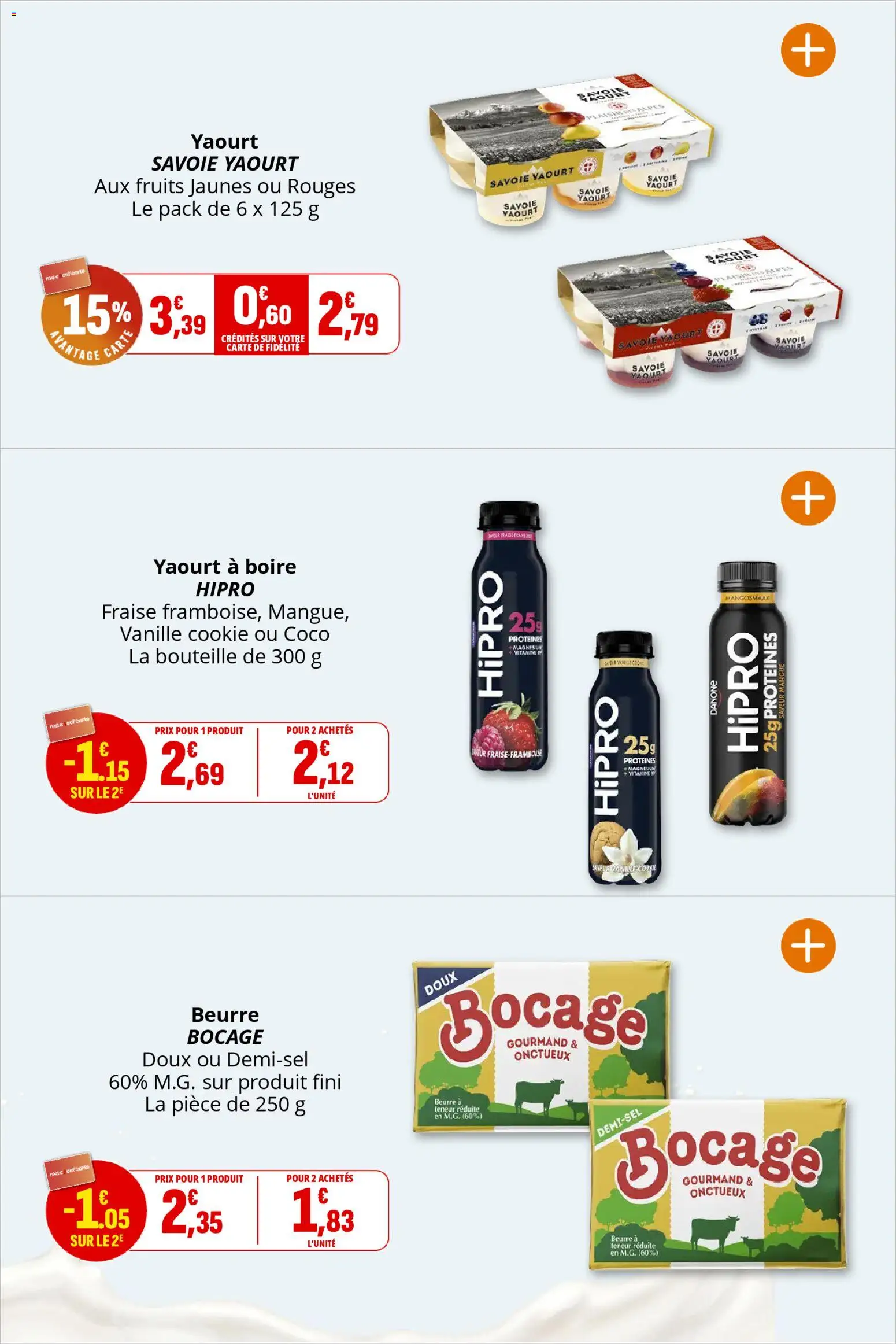 {H1} | Page: 6 | Produits: Hipro Danone, Fraise, Mangue, Beurre