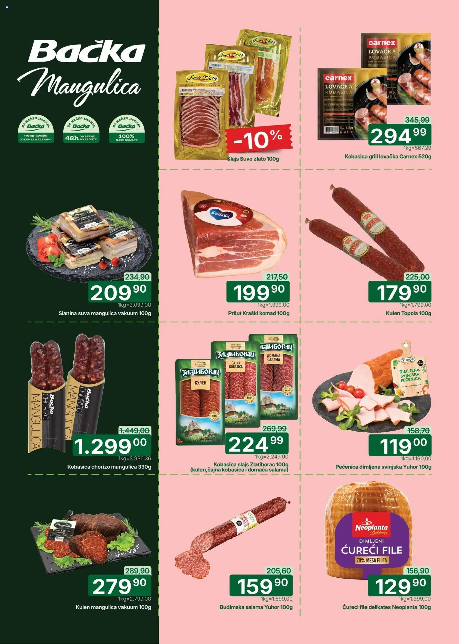 Univerexport katalog - važi od 19.01.2026 | Strana: 5 | Proizvode: Pršut, Kulen, Ćureći file, Pečenica