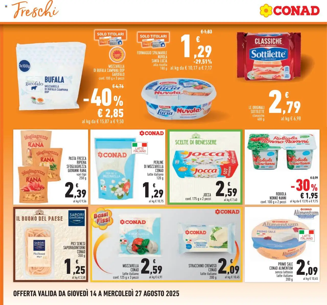 Volantino Conad del 14.08.2025 | Pagina: 6 | Prodotti: Sale, Latte, Tonno, Stracchino