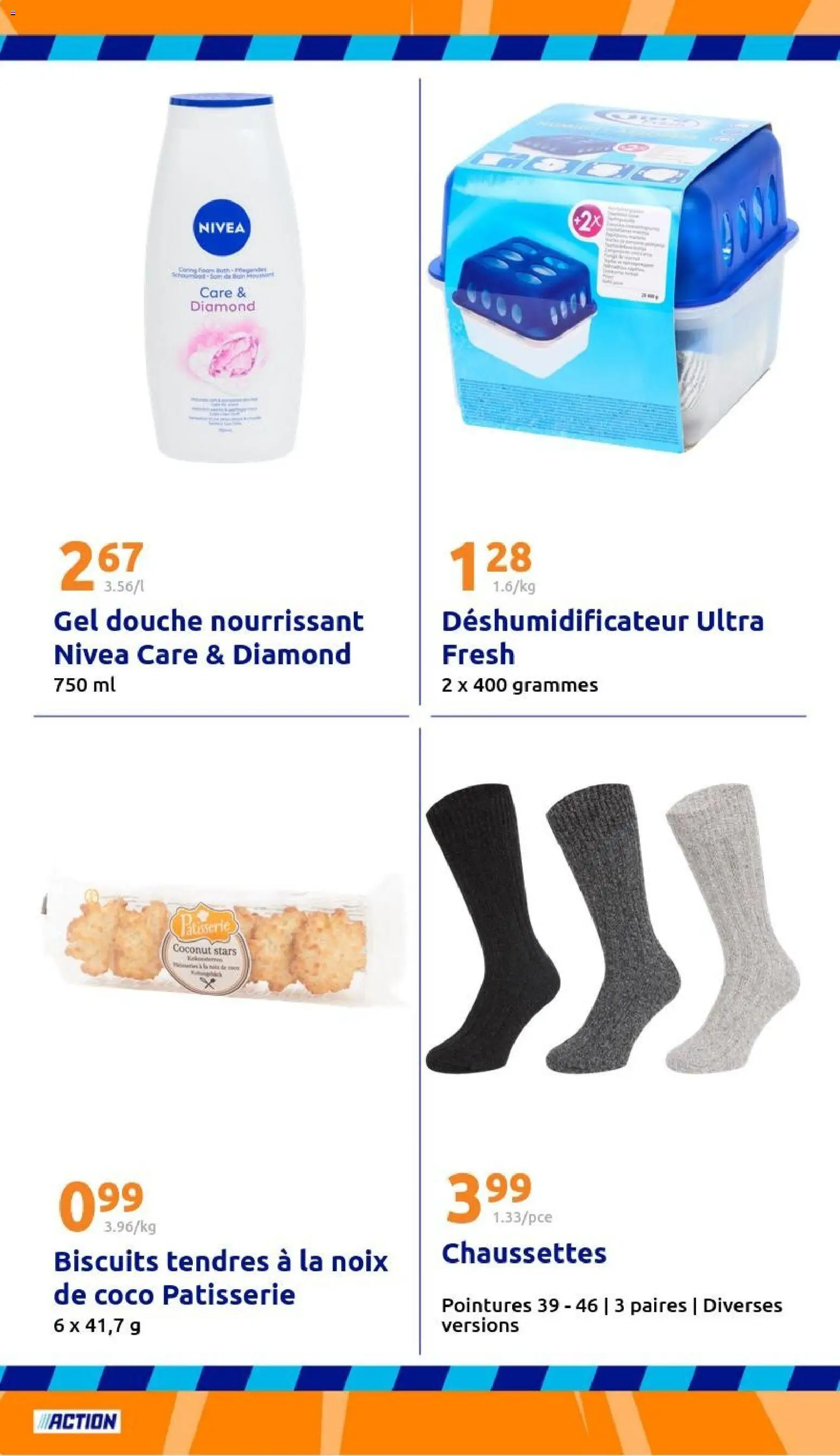 {H1} | Page: 18 | Produits: Gel douche, Douche, Noix, Biscuits
