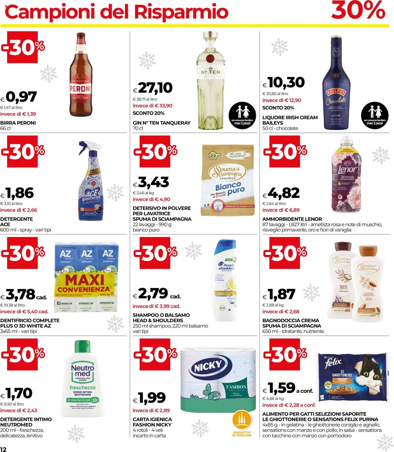 Volantino COOP del 27.12.2025 | Pagina: 12 | Prodotti: Shampoo, Detersivo in polvere, Manzo, Intimo