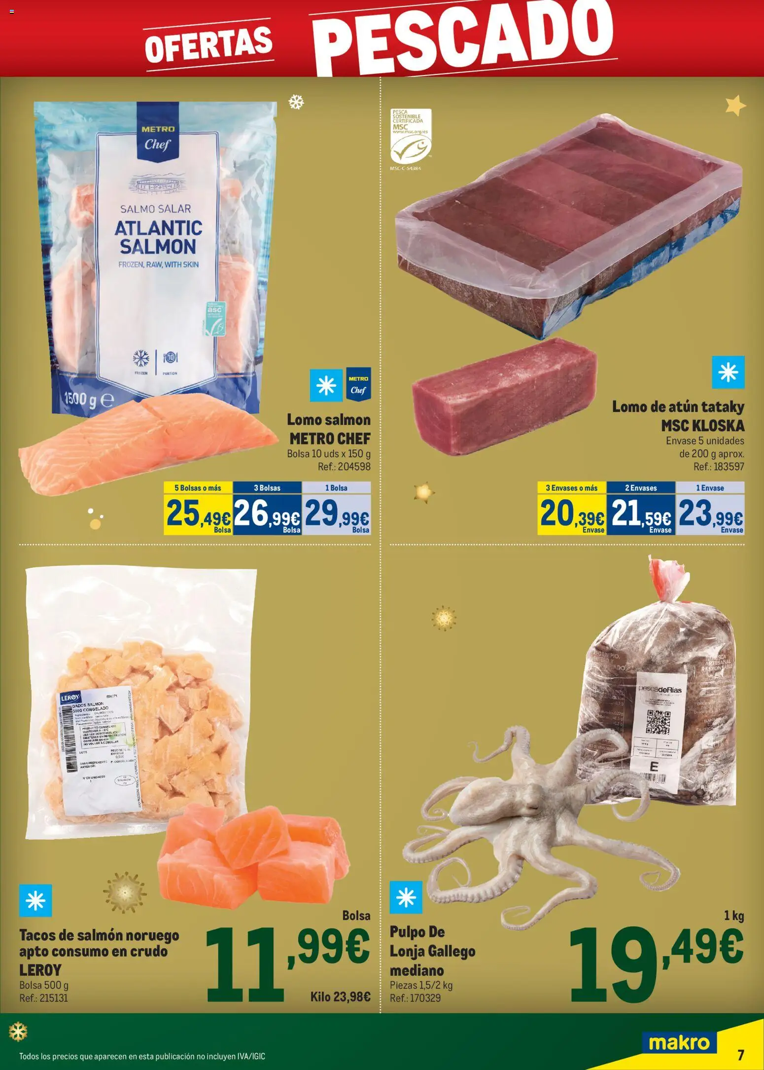 Makro - Precios Navidad Sur 2 │ válido desde el 24.11.2025 | Página: 7 | Productos: Pescado, Tacos, Bolsa, Peso