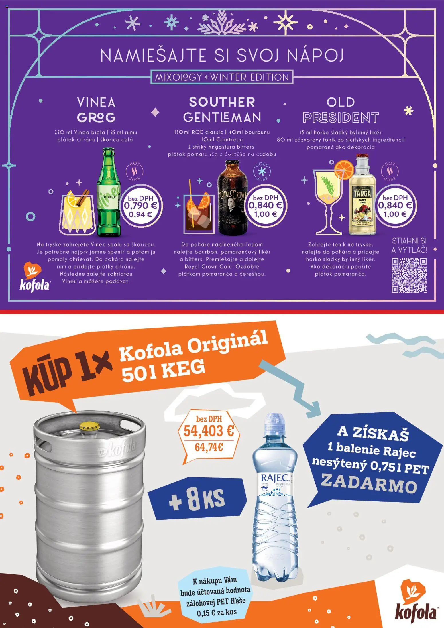 Nové CBA Verex akcie – leták je platný od 02.11.2025 | Strana: 2 | Produkty: Rajec, Kofola, Rum, Vinea