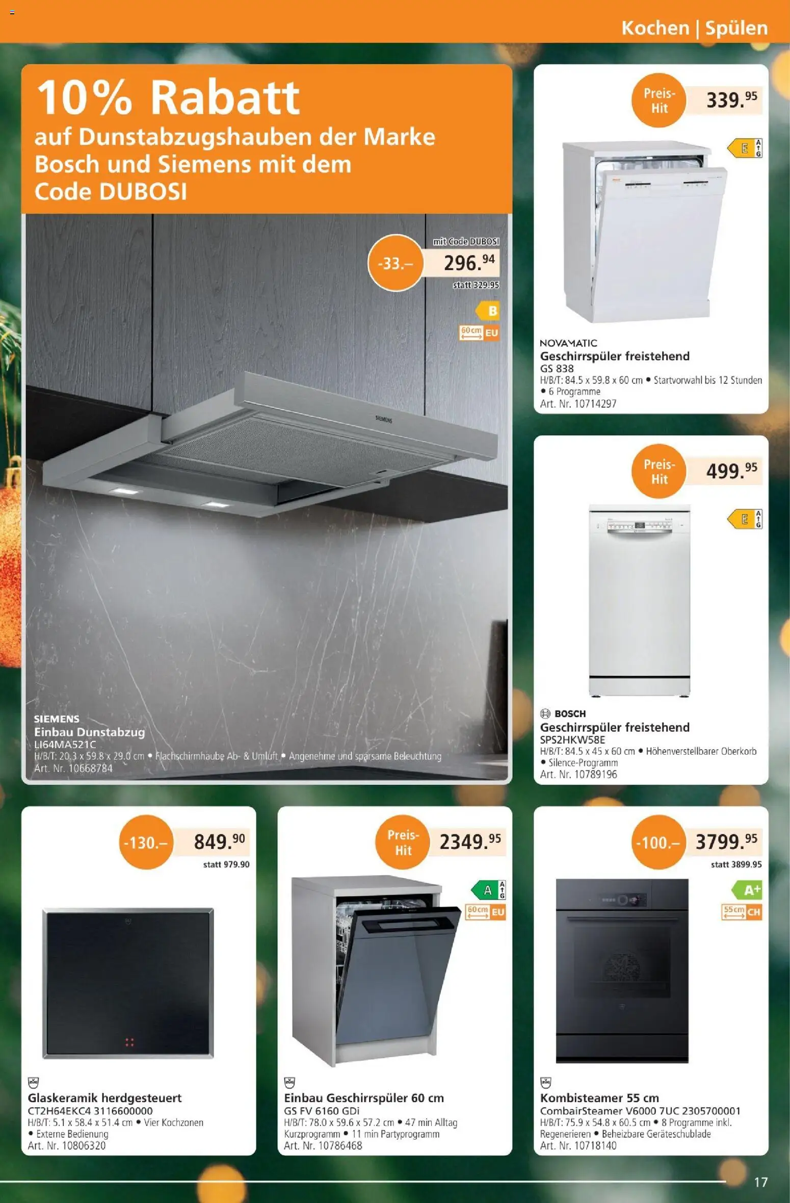 Fust Aktionen – gültig ab 01.01.2025 | Seite: 17 | Produkte: Dunstabzug, Geschirrspüler, Bosch, Siemens