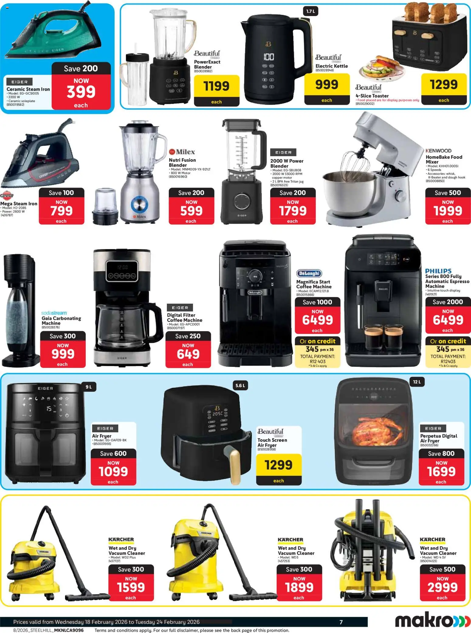 New Makro catalogue – valid from 18.02.2026 | Page: 7 | Products: Kettle, Toaster, Fryer, Touca de banho