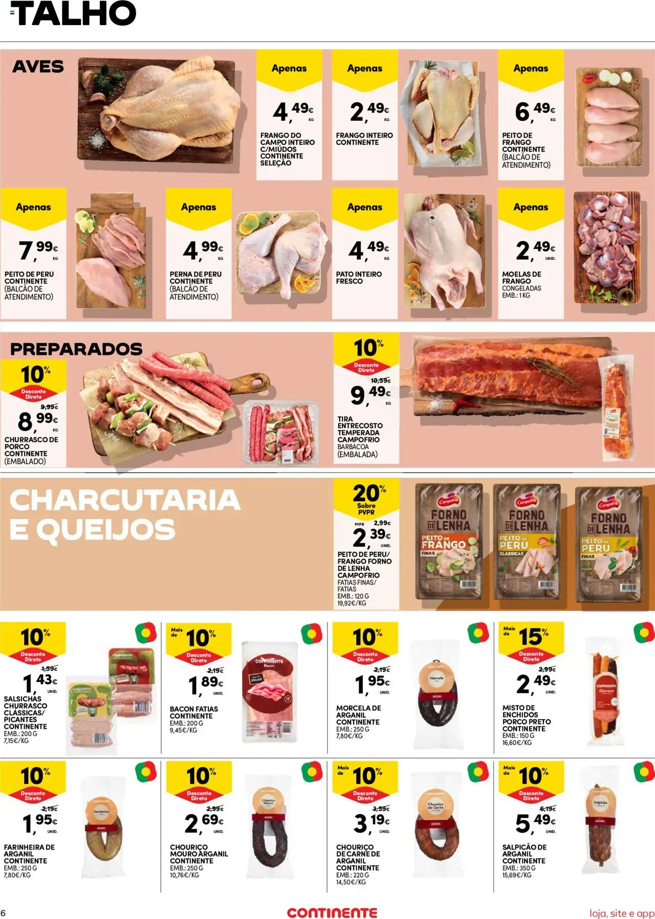 Continente Semanal Continente Bom Dia │ válido de 12.08.2025 | Página: 6 | Produtos: Bacon, Peito de frango, Salpicão, Chouriço