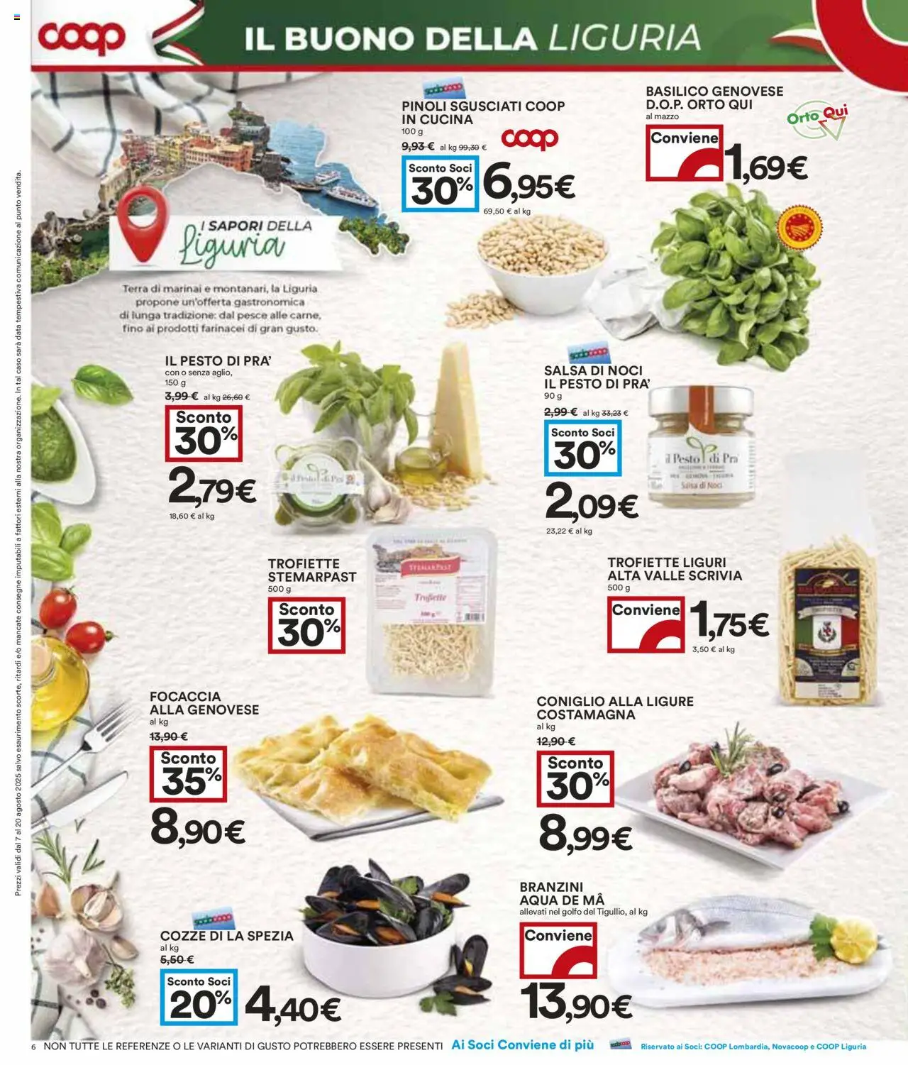 Volantino COOP del 07.08.2025 | Pagina: 6 | Prodotti: Cozze, Focaccia, Pesto, Basilico