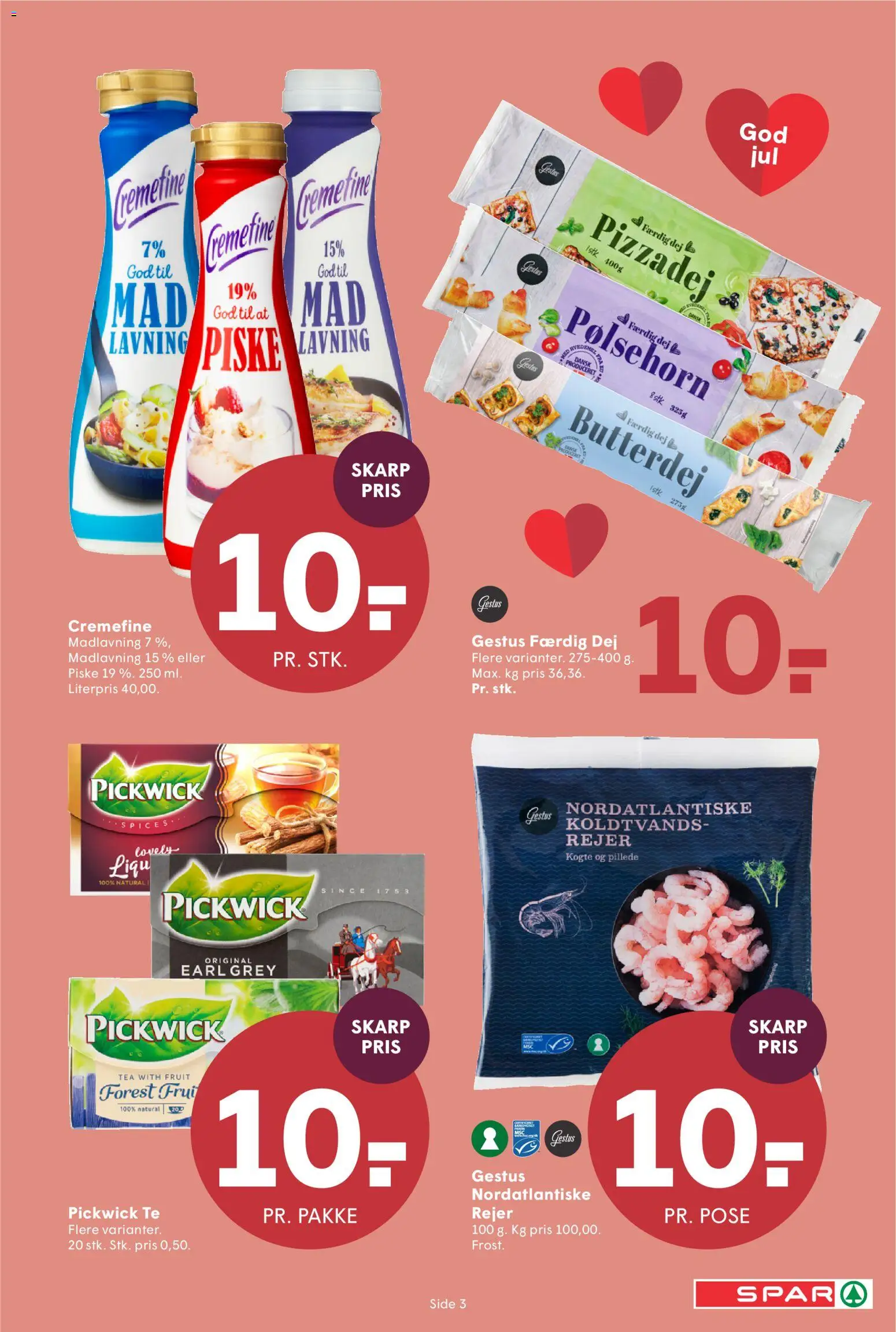 Spar tilbudsavis – gyldig fra 21.11.2025 | Side: 3 | Produkter: Butterdej, Pølsehorn, Pizzadej, Rejer