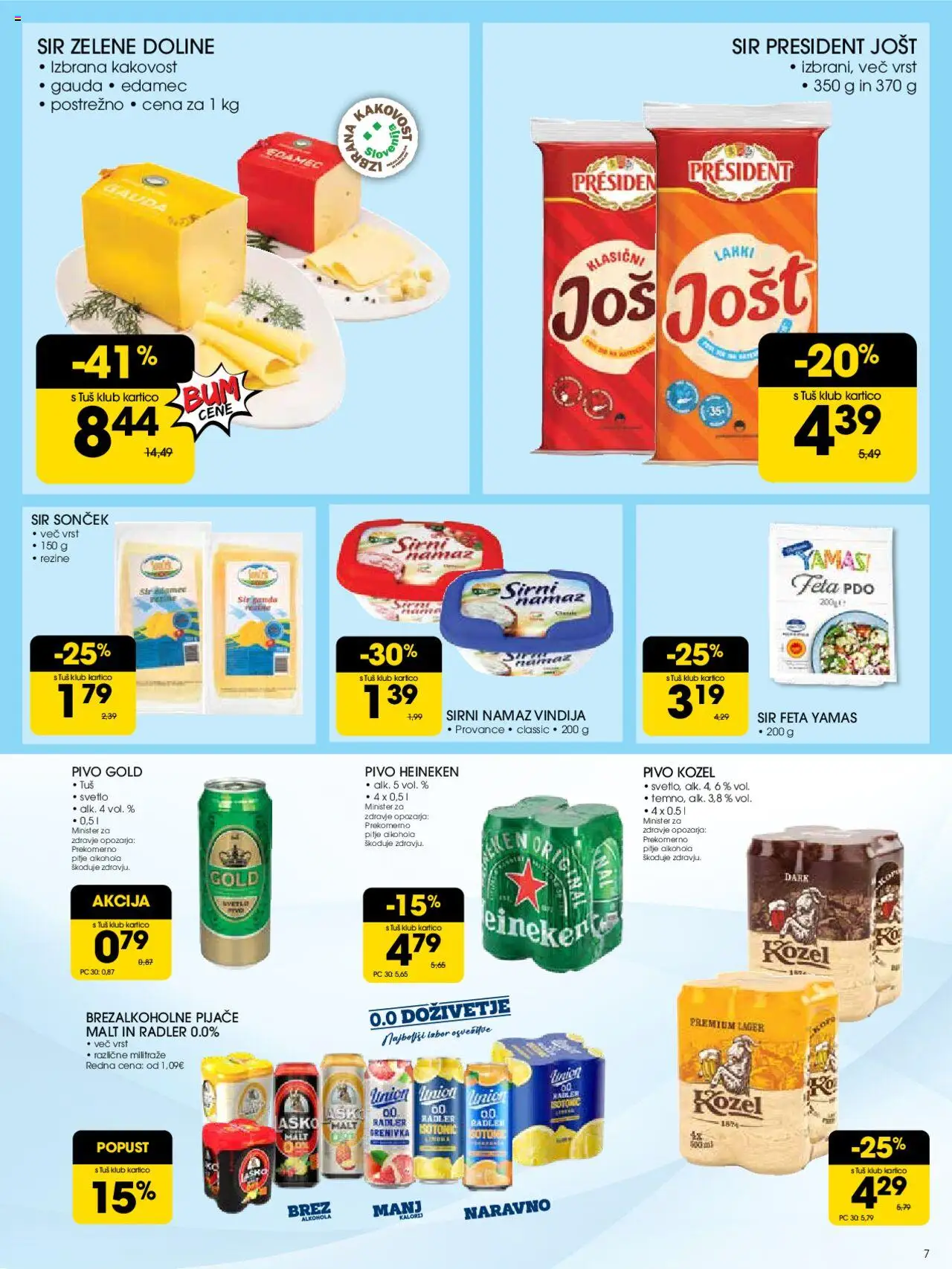 Novi Tuš katalog ponudbe – veljaven od 10.09.2025 | Stran: 7 | Izdelki: Gauda, Namaz, Radler, Pivo