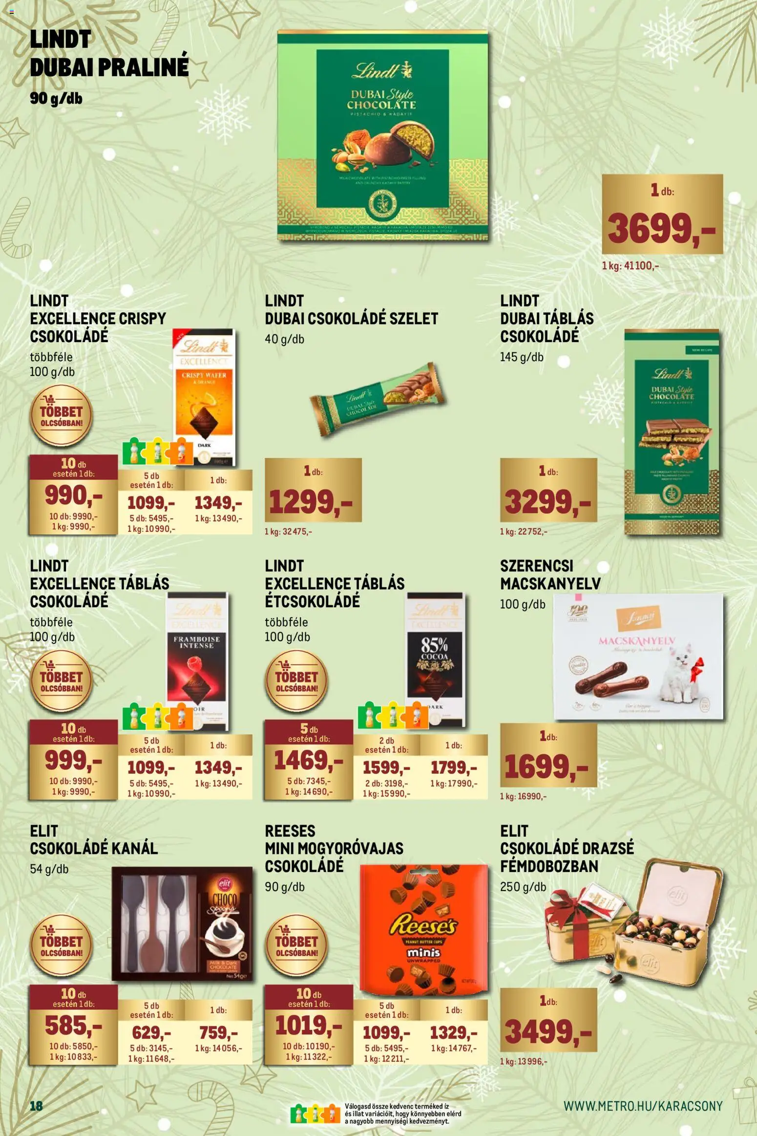 Metro akciós ujság - amely érvényes a következő dátumtól: 01.12.2025 | Oldal: 18 | Termékek: Praliné, Drazsé, Étcsokoládé, Csokoládé