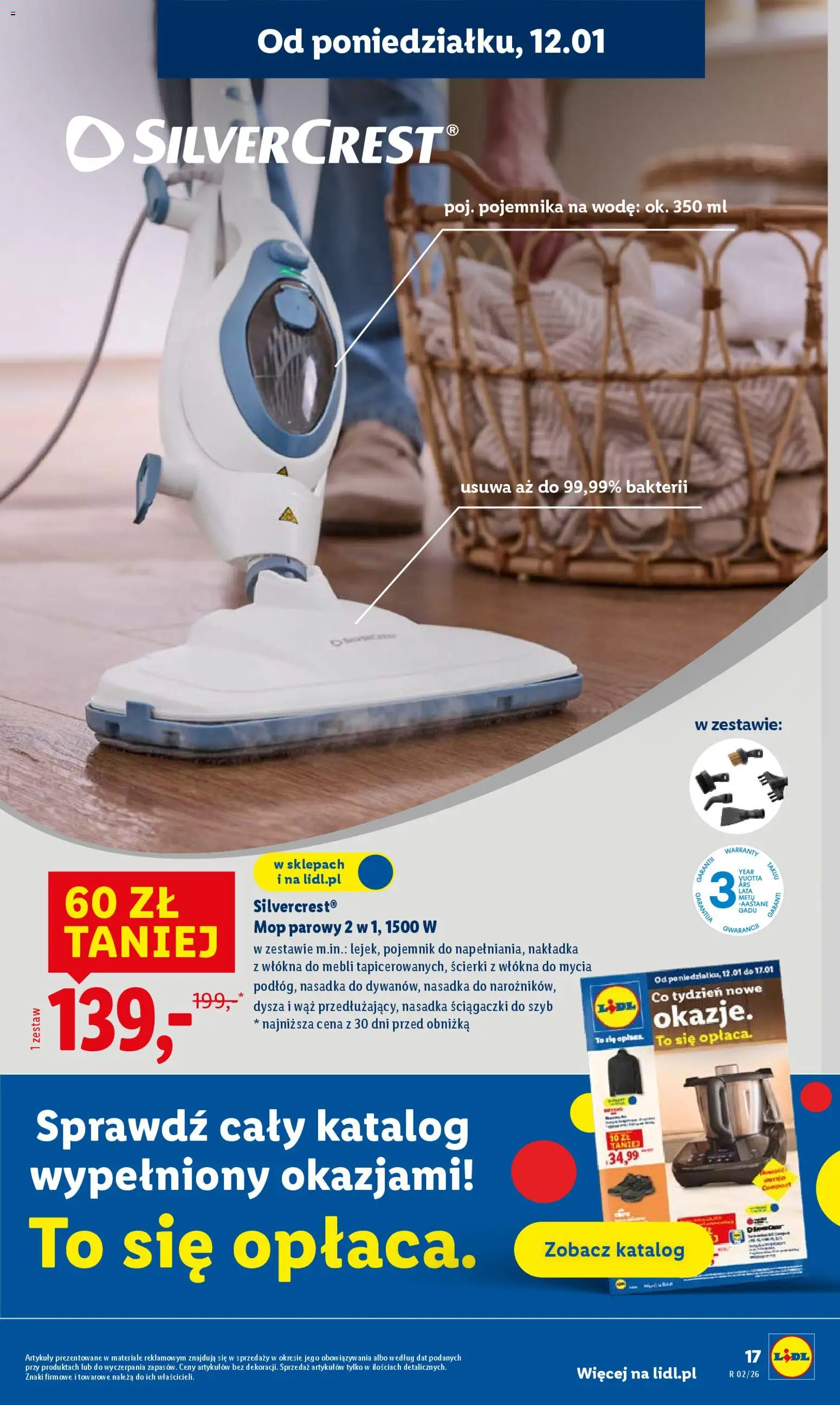 Lidl Gazetka od 12.01.2026 | Strona: 17 | Produkty: Mop parowy