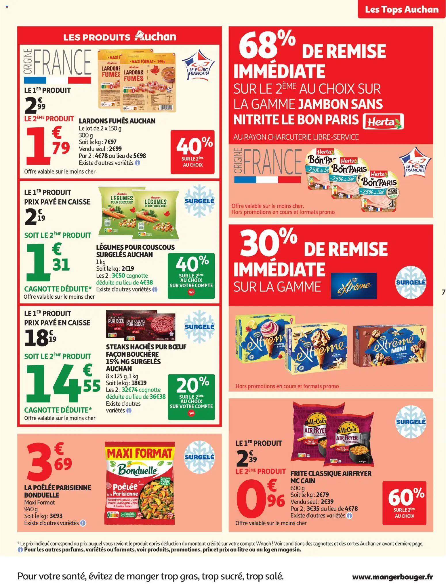 {H1} | Page: 7 | Produits: Haricots verts, Couscous, Chocolat, Porc