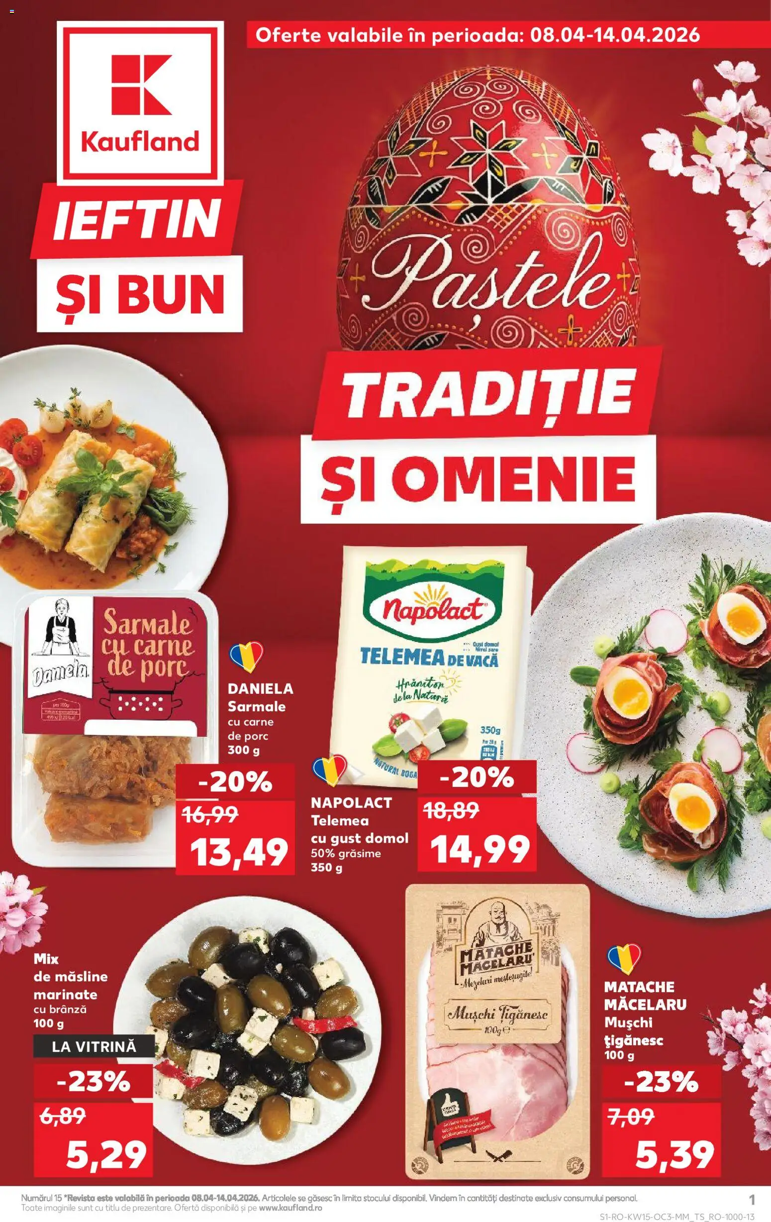 Noul catalog Kaufland – valabil de la 08.04.2026 | Pagină: 1 | Produse: Vitrină, Măsline, Brânză, Carne De Porc