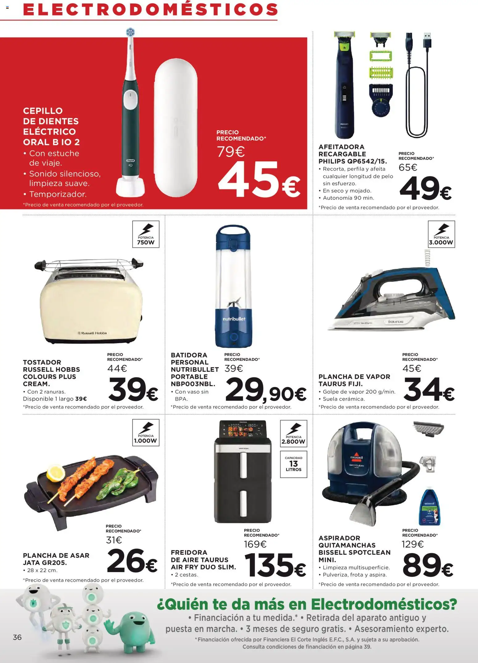 Hipercor catálogo │ válido desde el 12.03.2026 | Página: 36 | Productos: Cepillo de dientes, Afeitadora, Tostador, Cepillo de dientes eléctrico