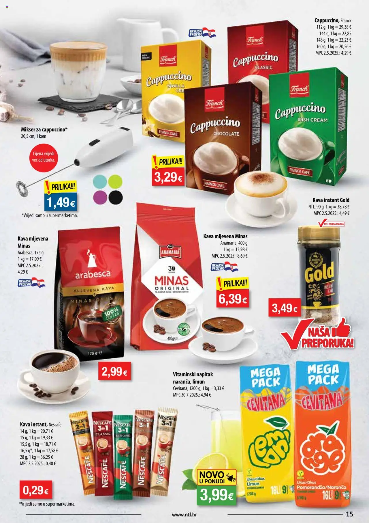 NTL katalog | vrijedi od 13.08.2025 | Stranica: 15 | Proizvodi: Mikser, Kava instant, Mljevena kava, Limun