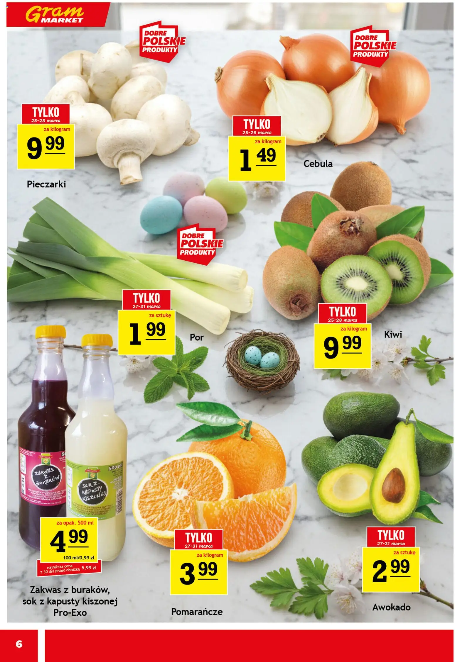Gram Market gazetka od 25.03.2026 | Strona: 6 | Produkty: Zakwas, Sok, Pomarańcze, Kiwi