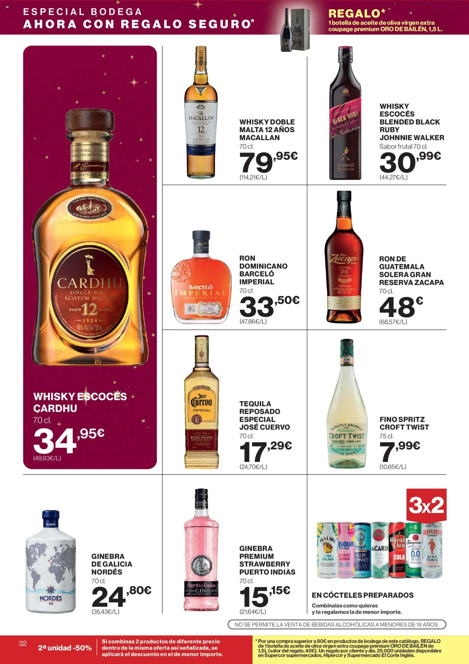 Supercor Canarias │ válido desde el 04.12.2025 | Página: 32 | Productos: Ron, Aceite, Aceite de oliva, Aceite de oliva virgen extra