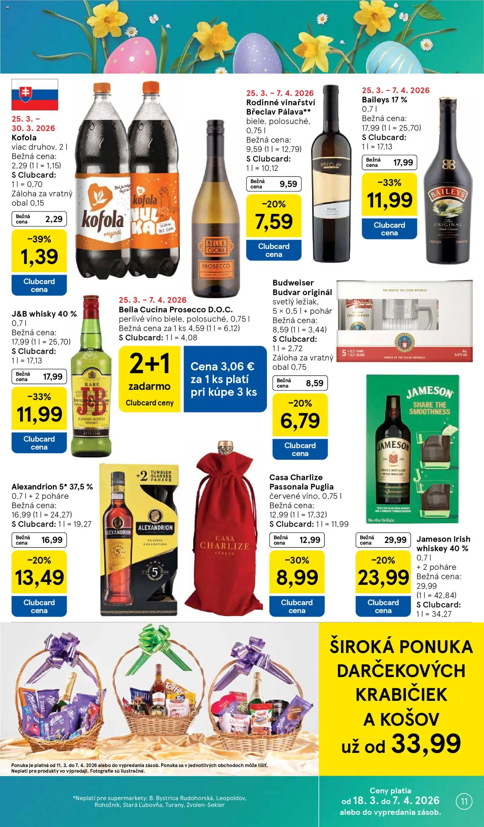 Nové Tesco akcie – leták je platný od 25.03.2026 | Strana: 11 | Produkty: Víno, Prosecco, Kofola, Whisky