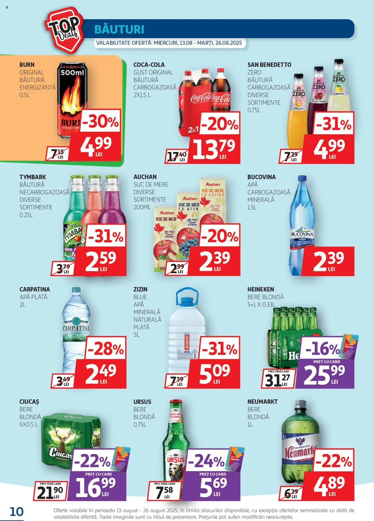 Catalog Auchan – valabil de la 13.08.2025 | Pagină: 10 | Produse: Amerikan servis, Bere, Mere, Apă