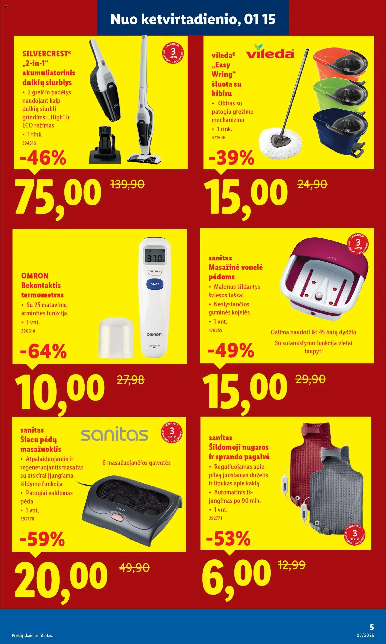 LIDL akcijos nuo 15.01.2026 | Puslapis: 5 | Prekių: Pagalvė, Kibiras, Termometras