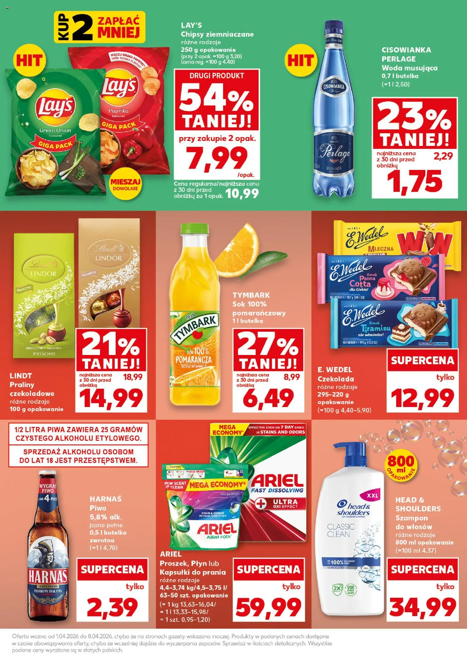 Kaufland Polsko leták - Mocny start od 07.04.2026 | Strana: 11 | Produkty: Lindt, Paprika, Ariel, Chipsy