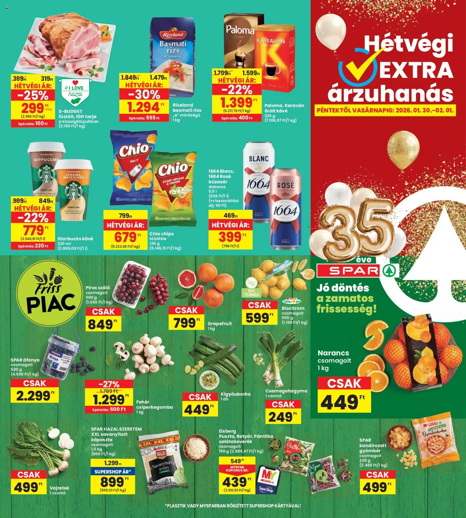 Interspar akciós ujság - amely érvényes a következő dátumtól: 29.01.2026 | Oldal: 20 | Termékek: Káposzta, Szőlő, Csiperkegomba, Tarja