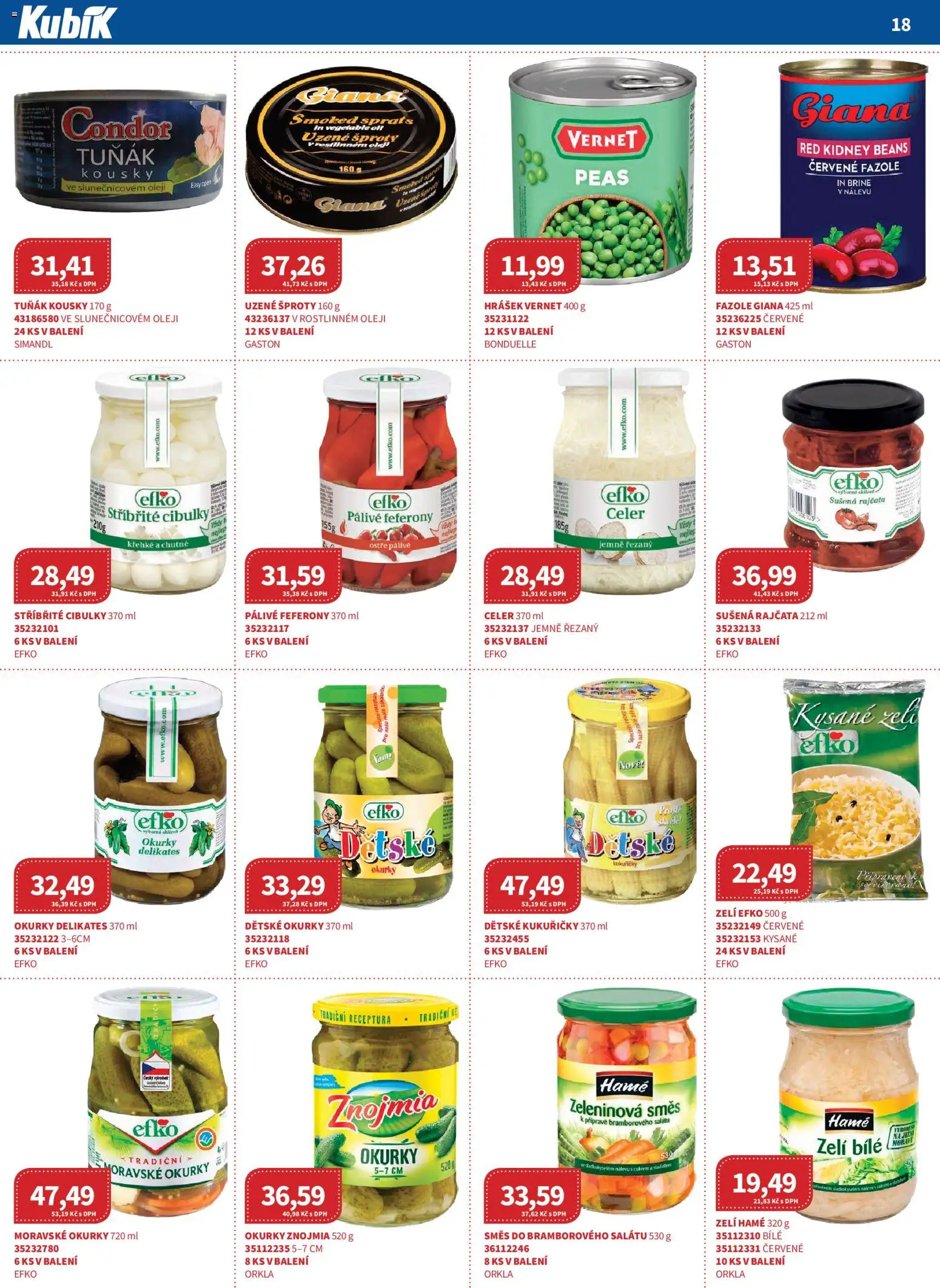 Kubík leták - Velkoobchod 03/2026 od 01.03.2026 | Strana: 18 | Produkty: Olej, Okurky, Fazole, Sušená rajčata