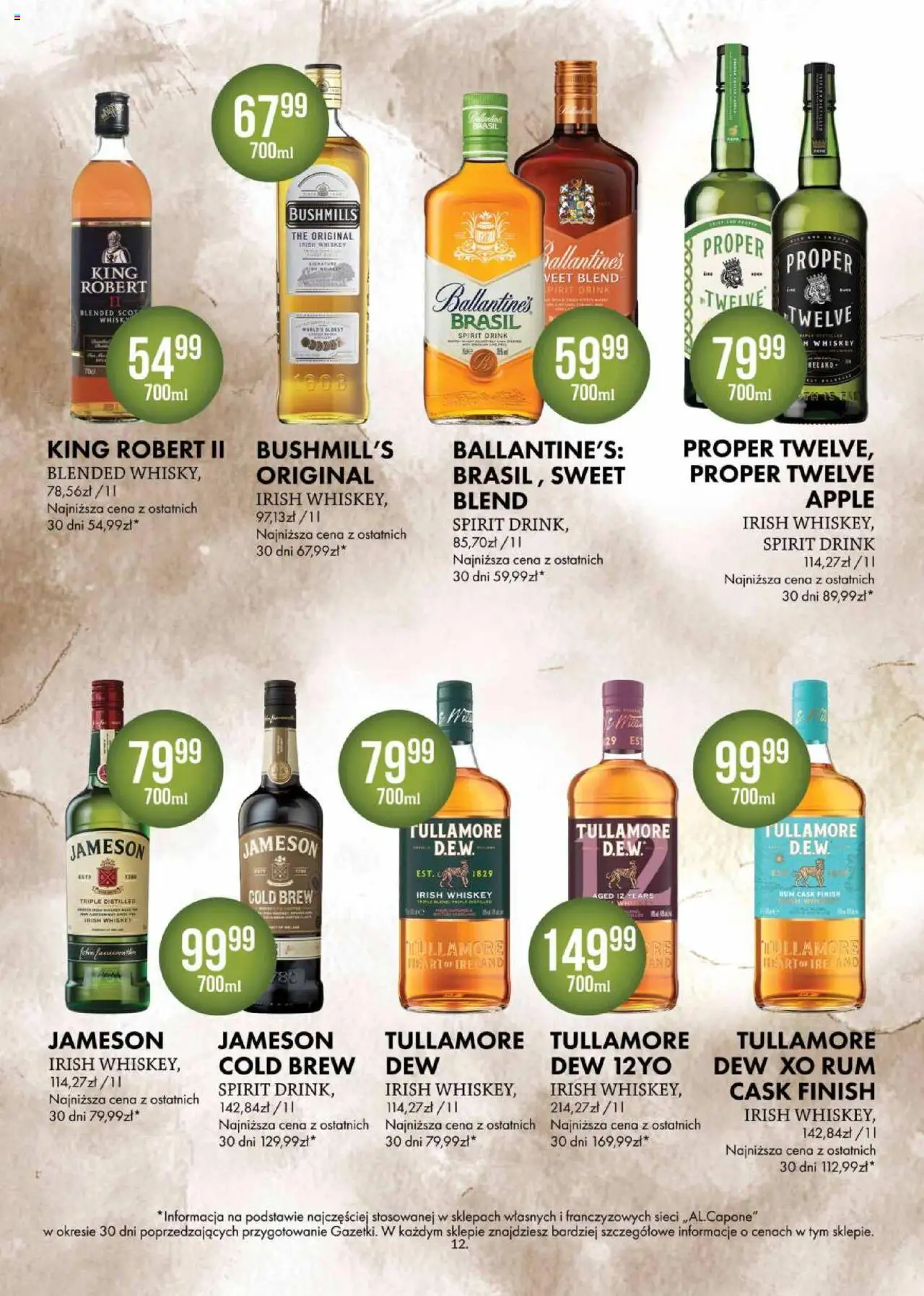 Al.Capone Gazetka od 11.08.2025 | Strona: 12 | Produkty: Jameson, Rum, Finish, Whisky