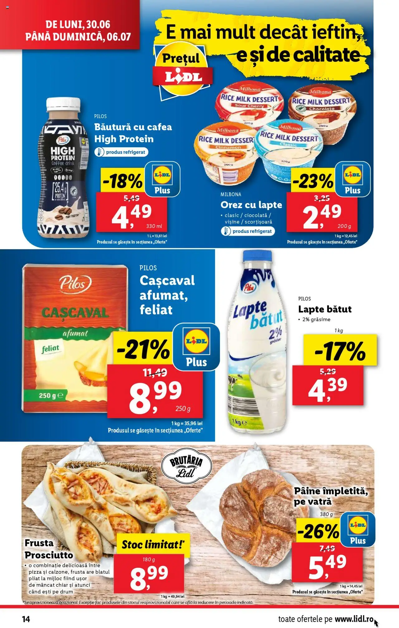 Catalog Lidl – valabil de la 30.06.2025 | Pagină: 14 | Produse: Cașcaval, Lapte, Ciocolată, Pizza