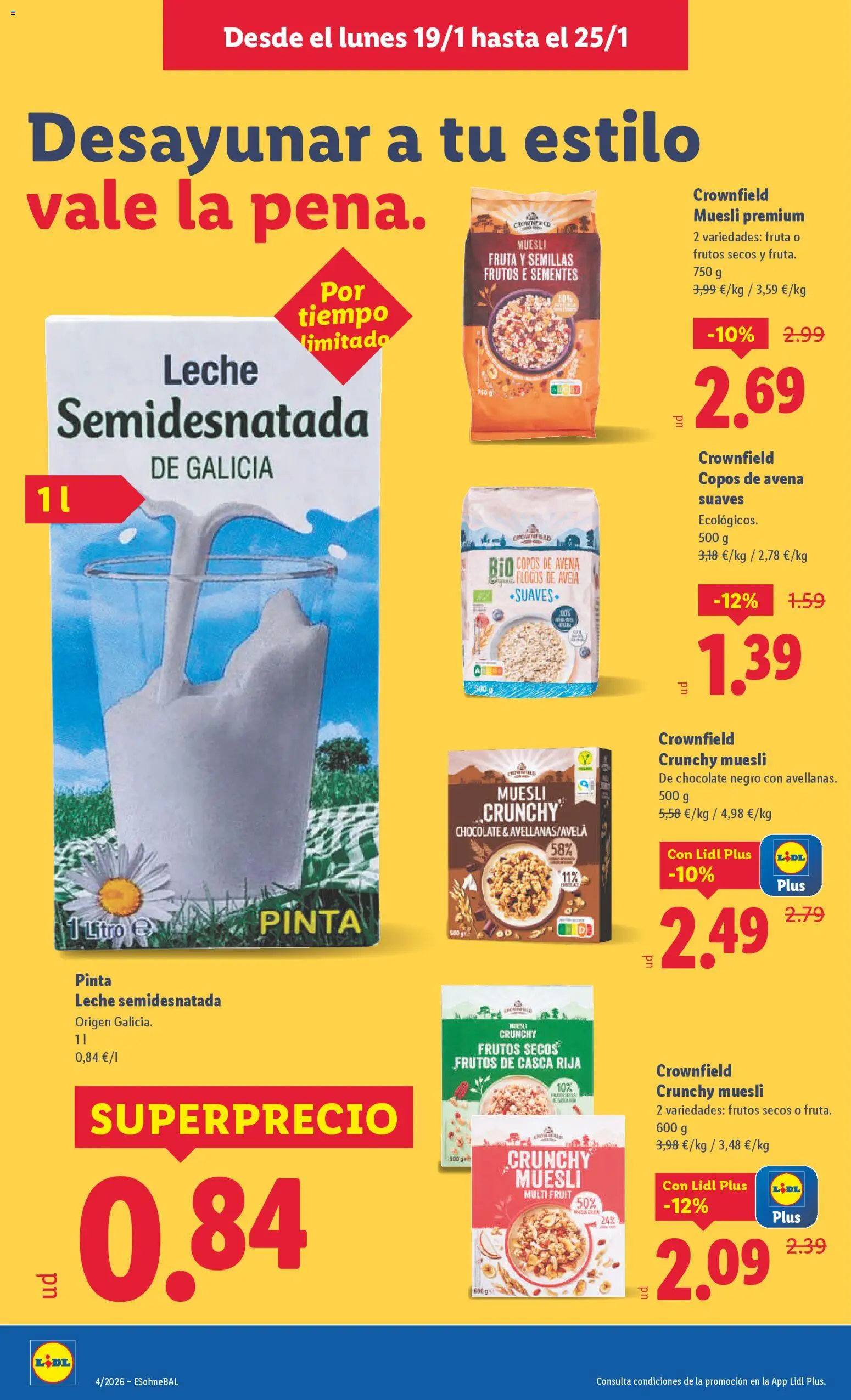 Lidl folleto │ válido desde el 19.01.2026 | Página: 16 | Productos: Leche, Chocolate, Frutos secos, Copos