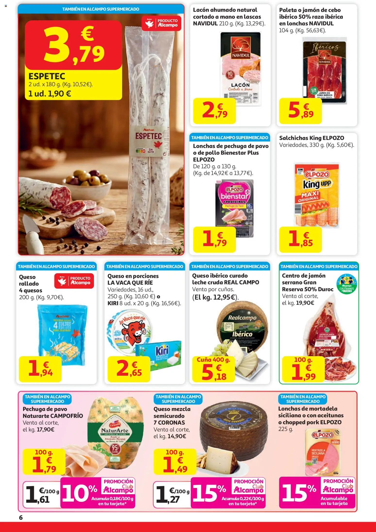 Alcampo - HG Unico Nacional │ válido desde el 15.01.2026 | Página: 6 | Productos: Queso, Jamón, Mortadela, Cuna