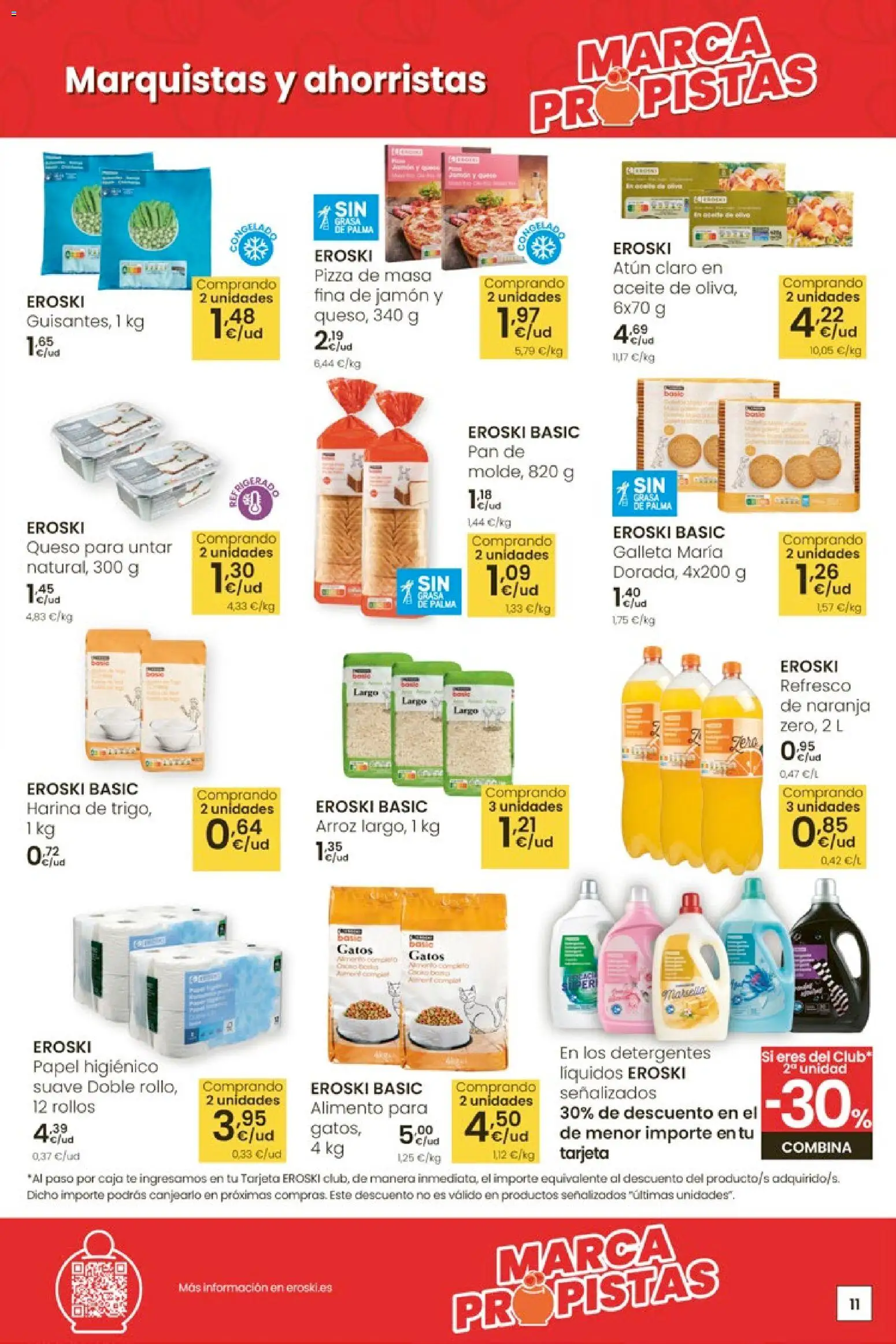 Eroski - 50 de descuento │ válido desde el 26.02.2026 | Página: 11 | Productos: Jamón, Papel higienico, Arroz, Atún claro