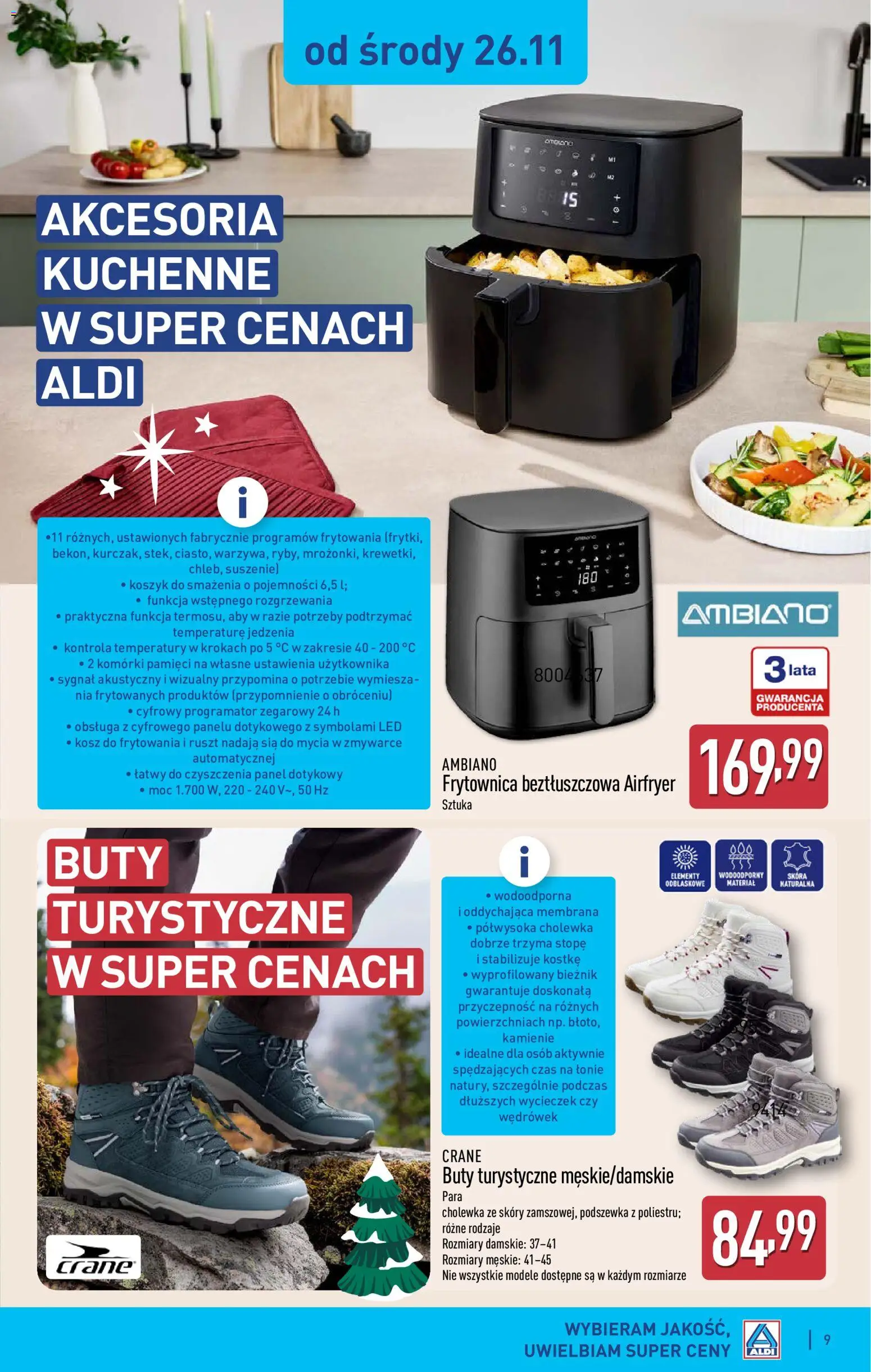 Aldi Gazetka - Hity od Środy i od Soboty od 26.11.2025 | Strona: 9 | Produkty: Buty, Ruszt, Kosz