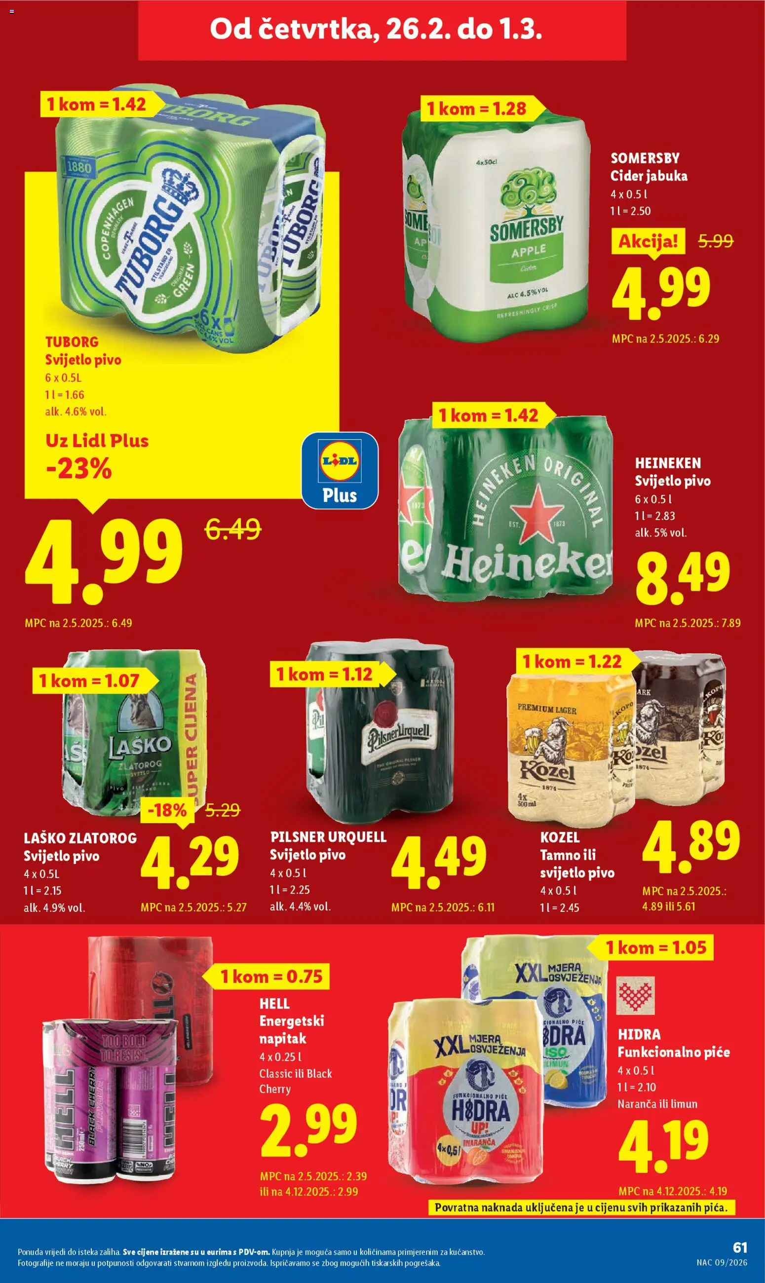 Lidl katalog | vrijedi od 23.02.2026 | Stranica: 61 | Proizvodi: Hell, Kozel, Laško, Limun